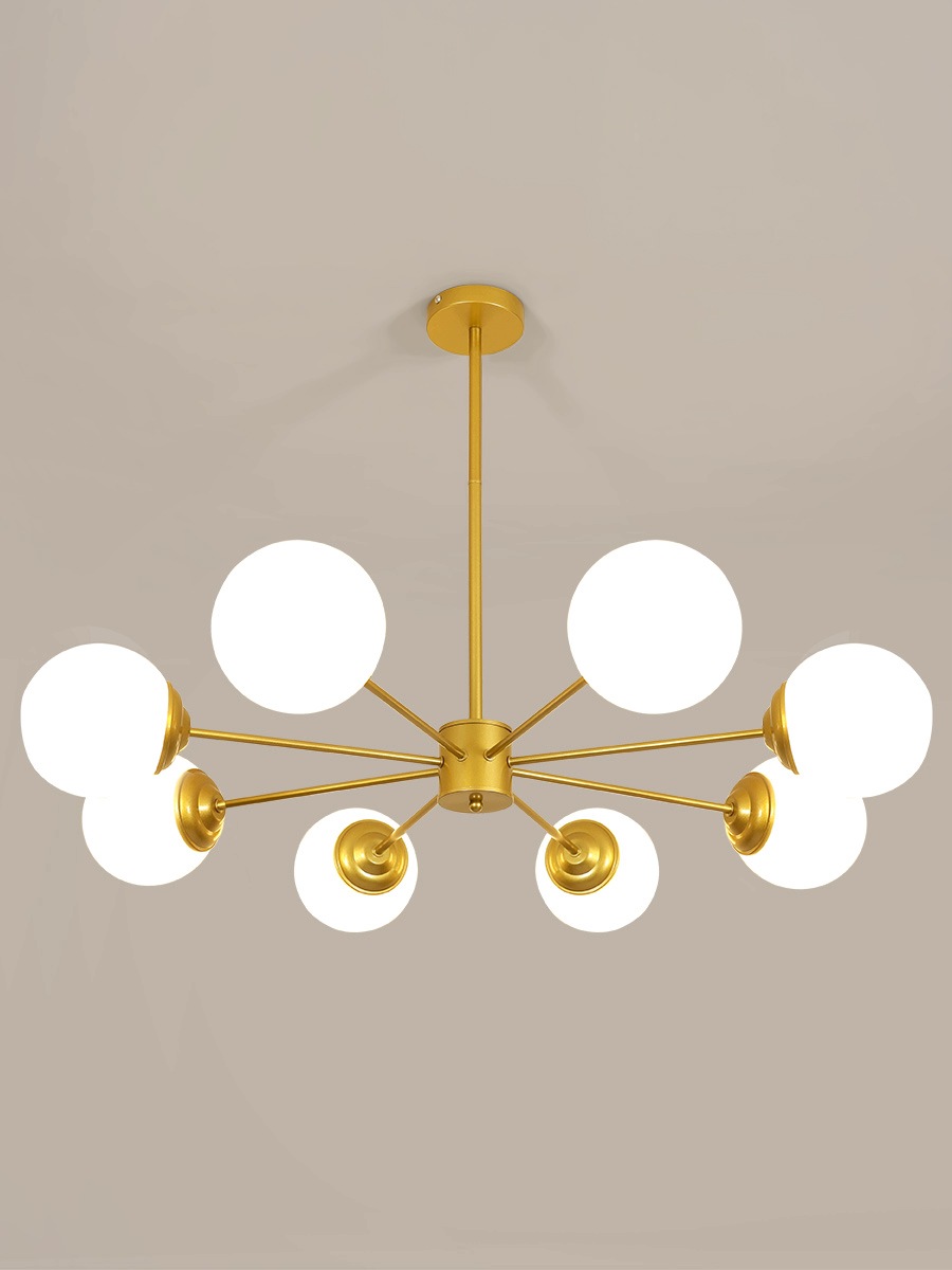 Stropní lampa E27 lustr zlatá loft moderní do obývacího pokoje 8 ramen