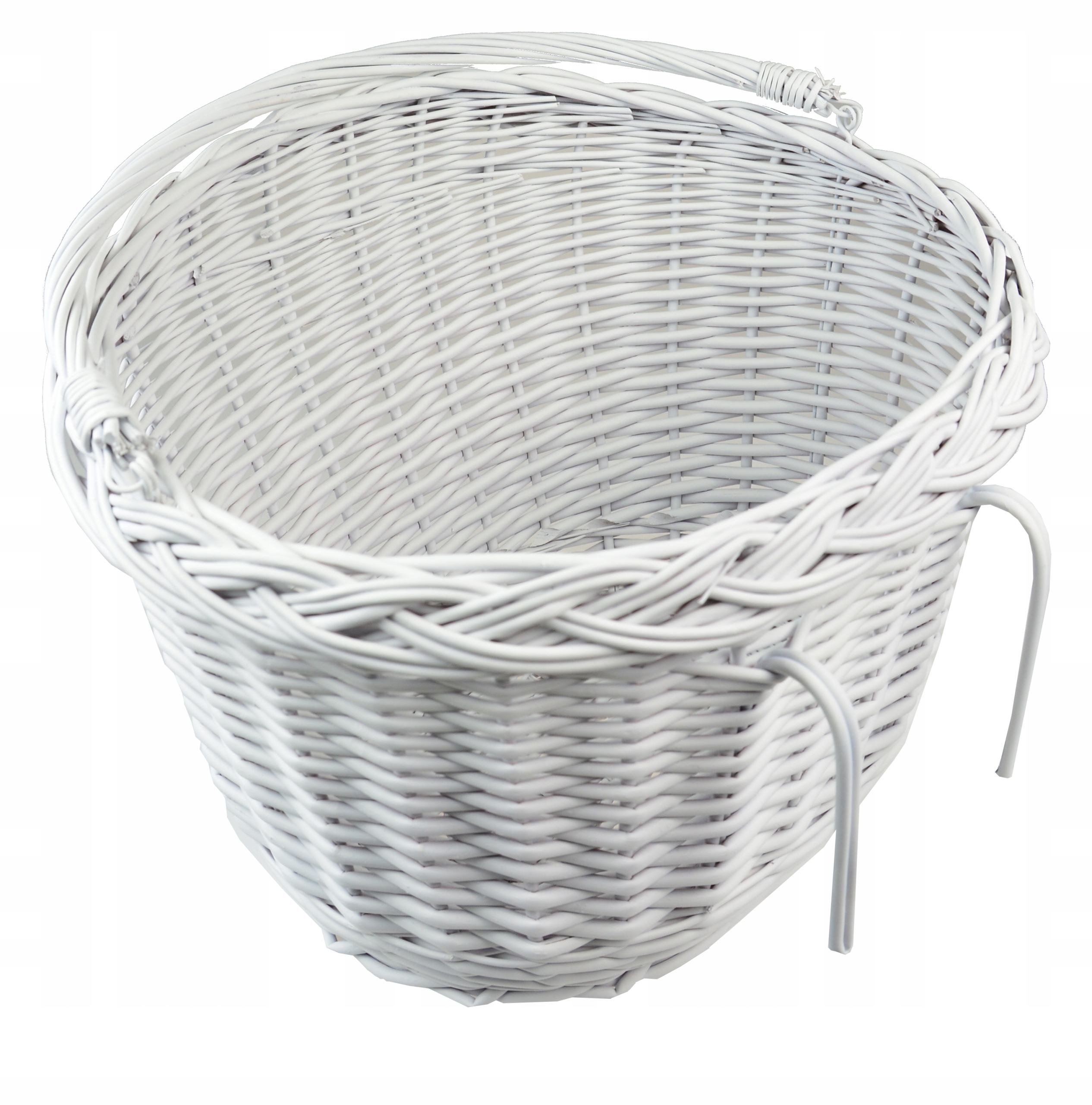 Pletený Košík na kolo s volantem Bílý Malovaný velký