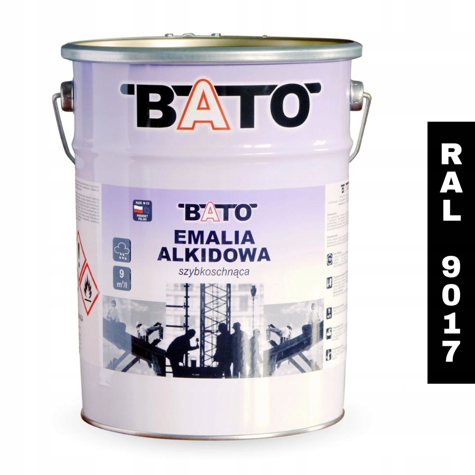 Alkydová smaltovaná barva na kov Bato Ral 9017 rychleschnoucí 5L Černá