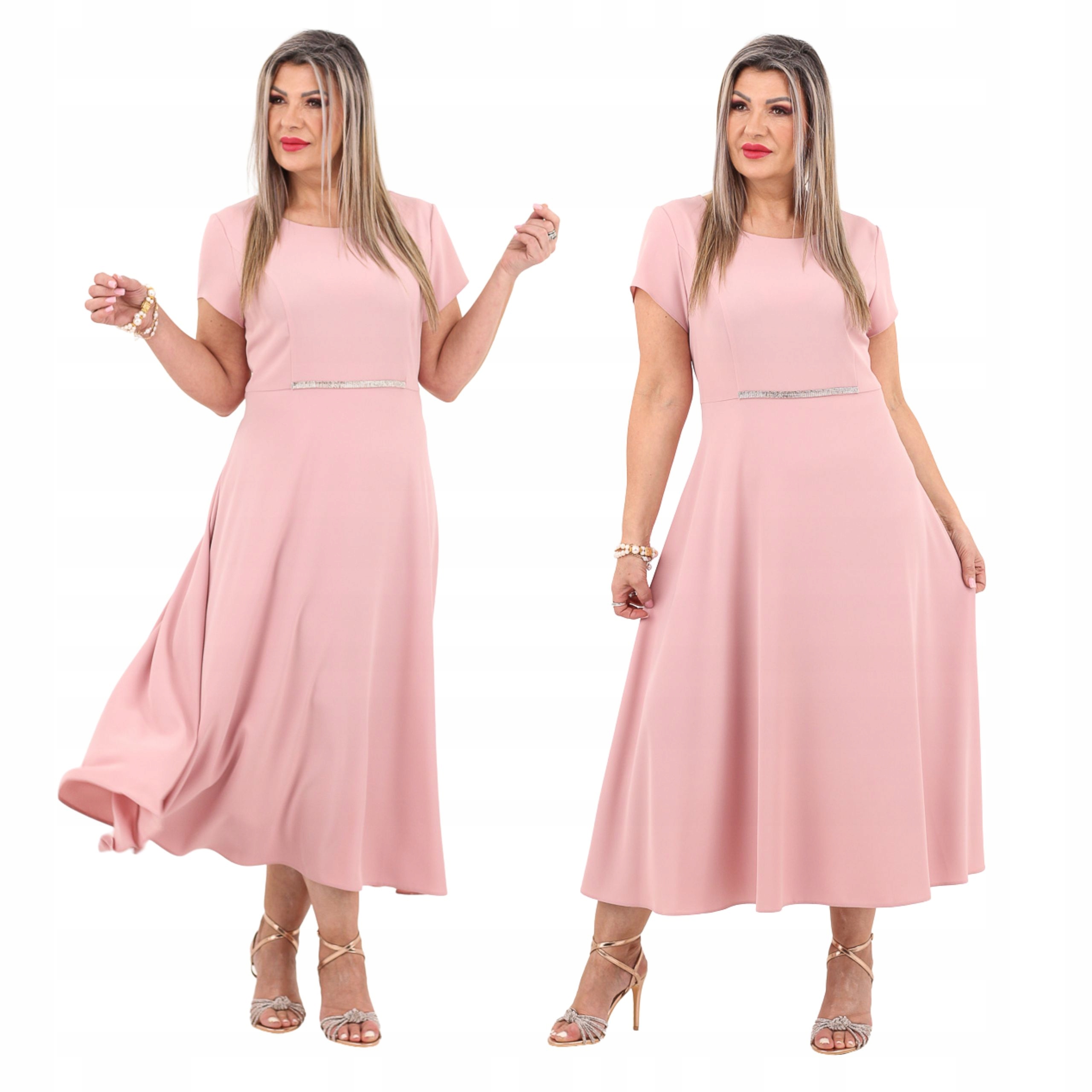 Sukienka na wesele midi zwiewna Polski Producent duże rozmiary