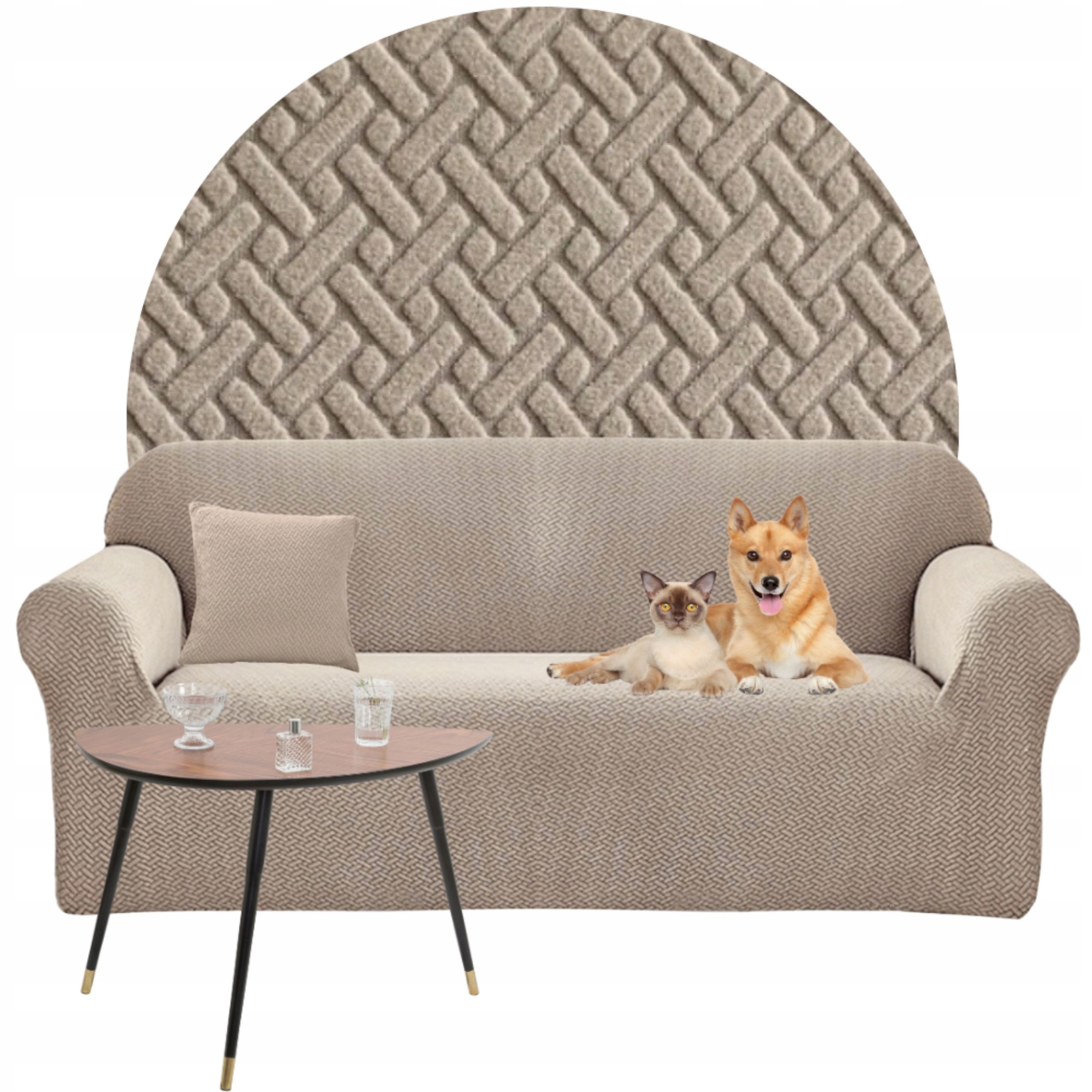 Potah Na Pohovku Rohový Elastický Žakár Jedle 235-300 Oeko Tex