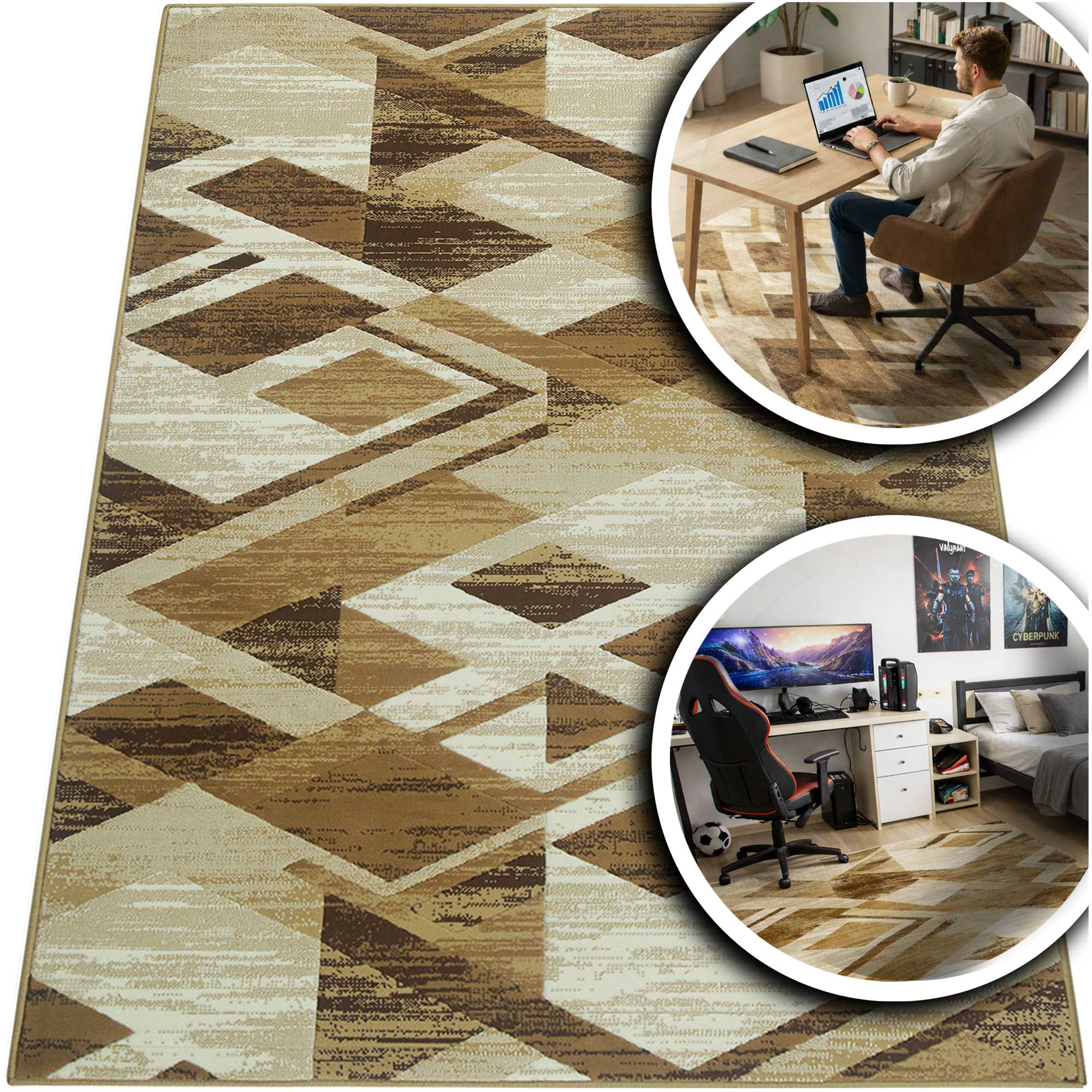 Hnědý Koberec Do Obývacího Pokoje Venezia Béžový Koberec Do Ložnice Nízký Vlas 100x300