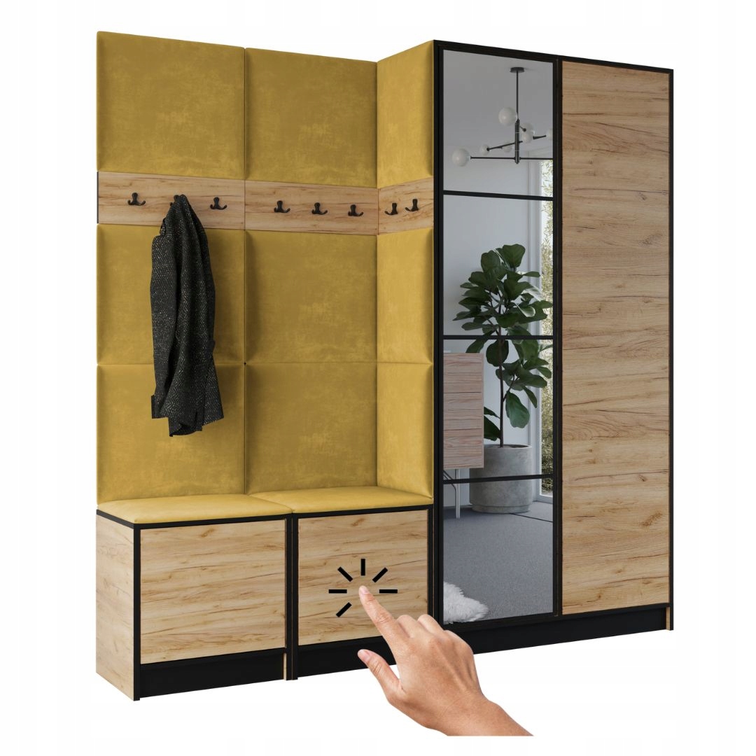 Šatní skříň Costa 21 dub craft zlatý žlutá tkanina Vzor 1