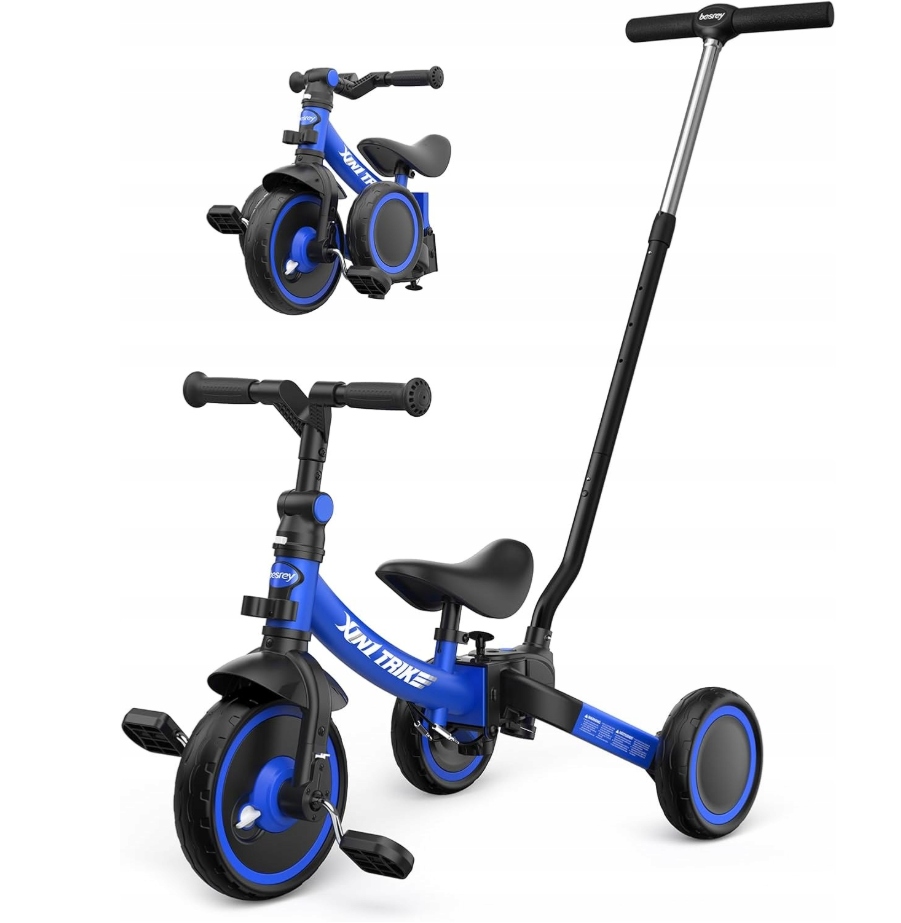Rower trójkołowy Besrey Rowerek Trójkołowy Biegowy Jeździk niebieski