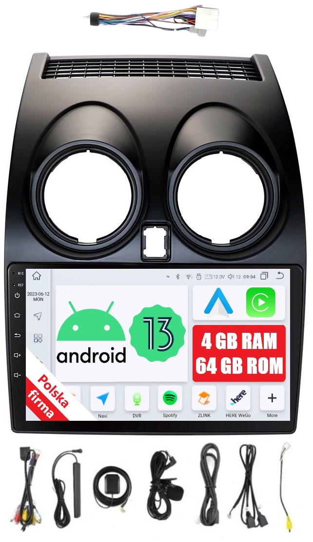 Rádio 2DIN Navigácia Android Nissan Qashqai 4/64 Gb Dsp Carplay Lte