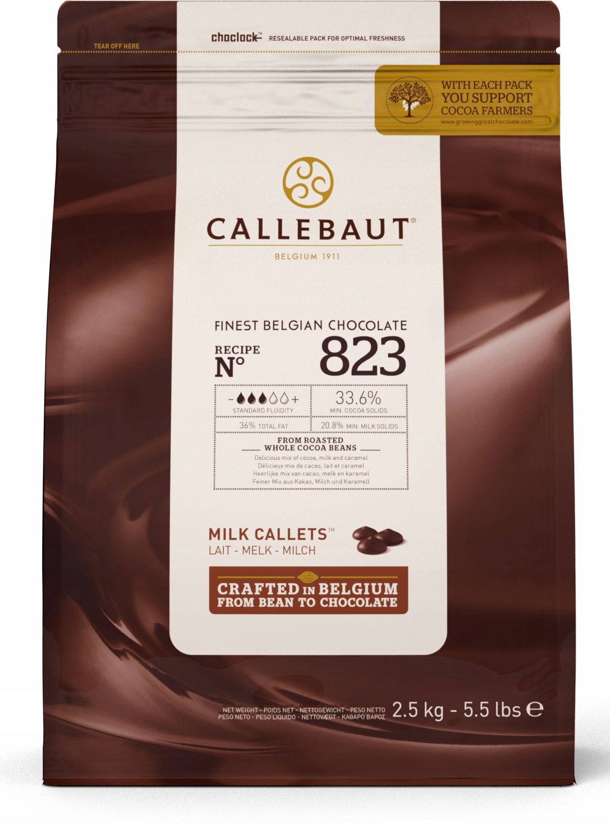 Levně Čokoláda Callebaut 823 belgická v kaletkách 2500 g 2,5 kg