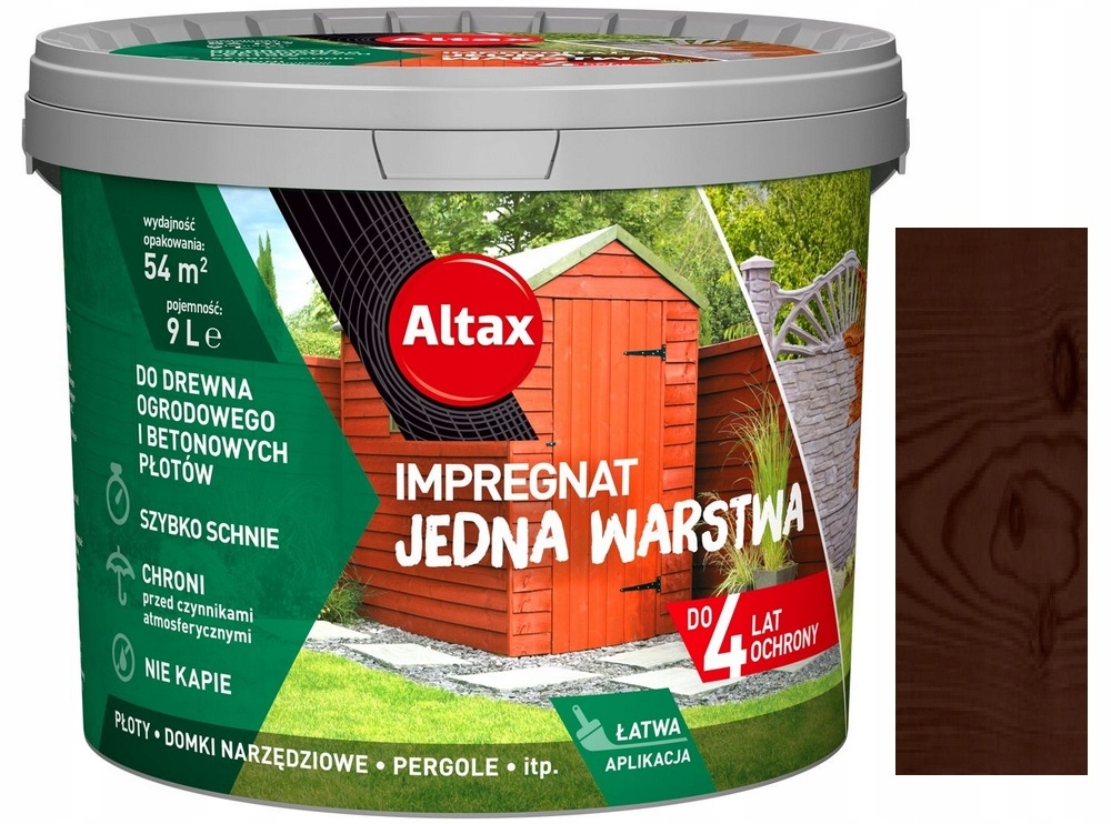 

Altax Impregnat Drewna Ogrodowego Brąz 9L
