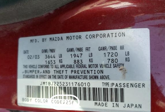 BAZA XYRALIC MAZDA GARNET RED 25F IXELL1 LITR 55