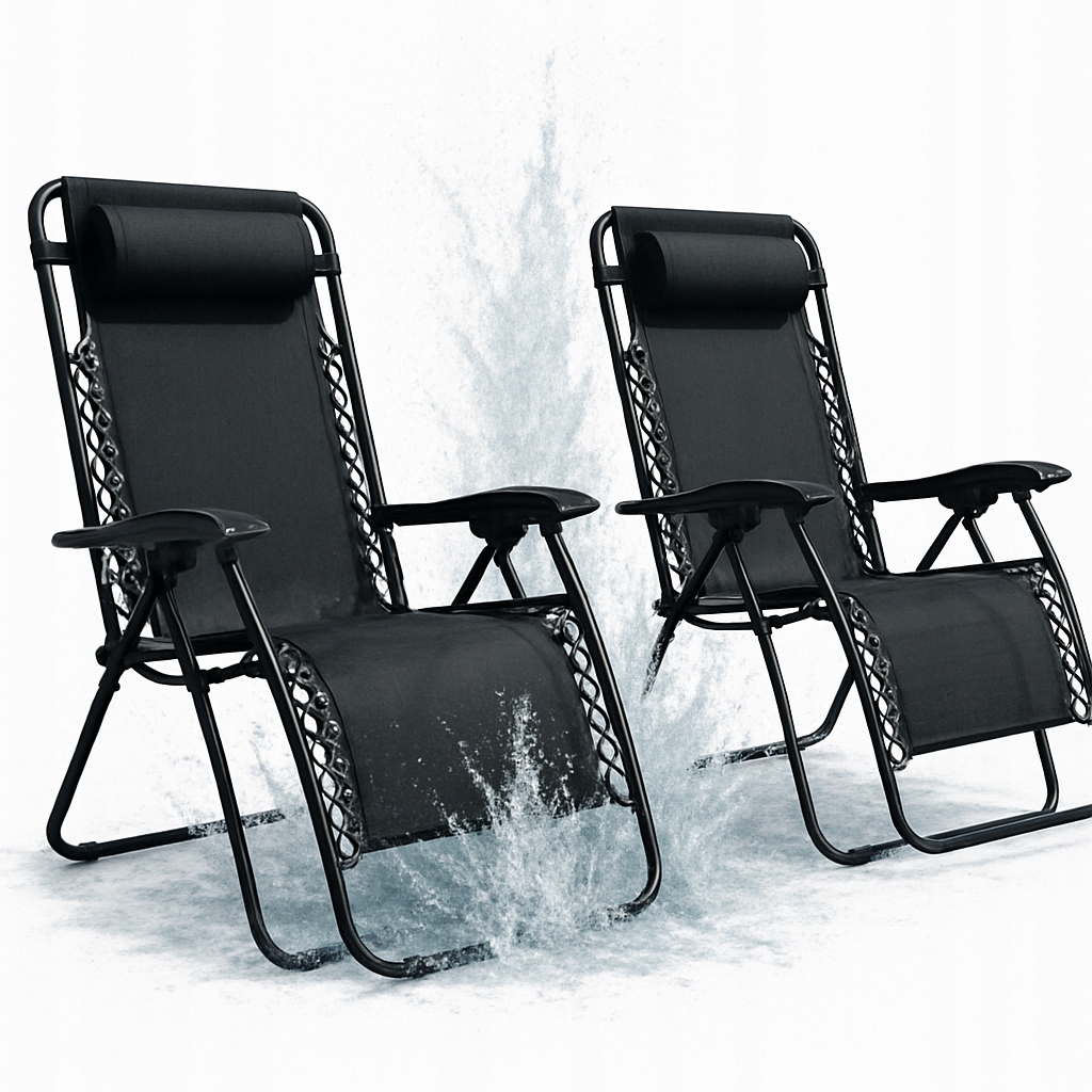 Leżak Leżaki Ogrodowe Składany Fotel Krzesła Składane Czarny 2 Szt