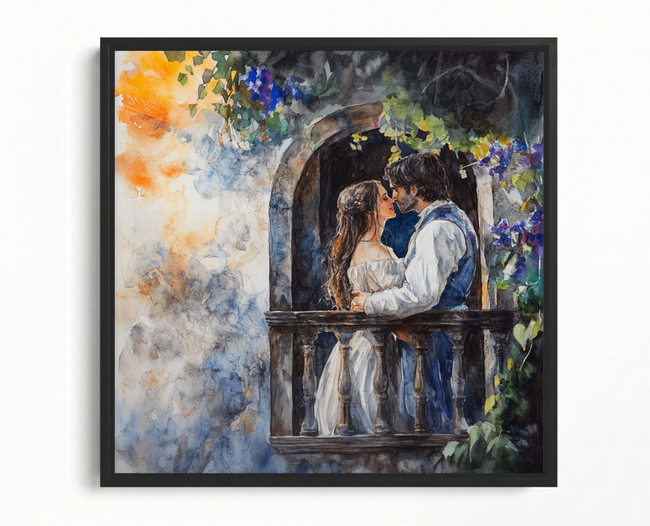 Obraz Rám Americký Box Akvarel Romeo A Julie Pár Láska Romantismus 50x50