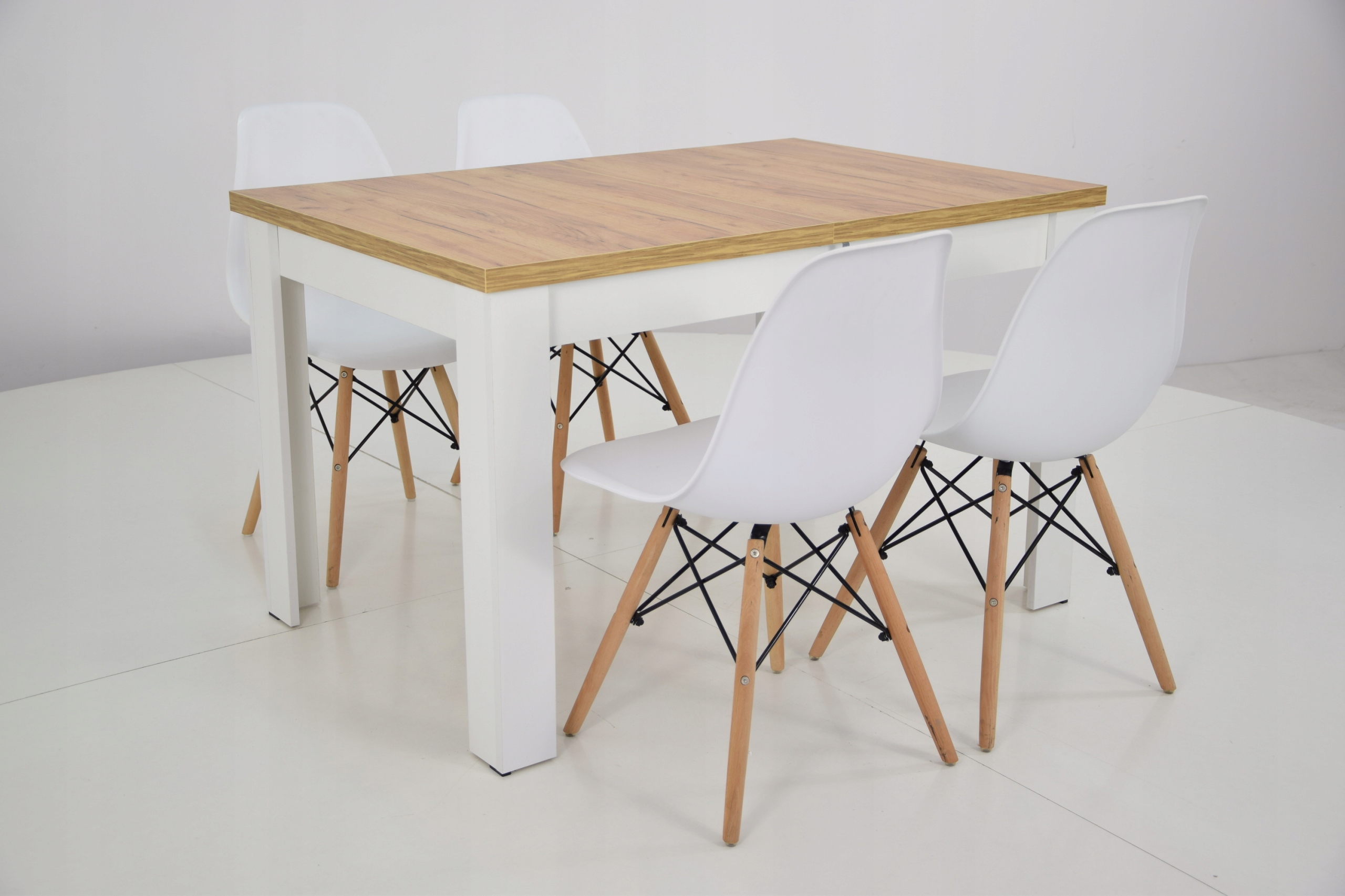 Komplet 4 krzesła i stół styl skandynawski biały Kod producenta CH-3 C-2