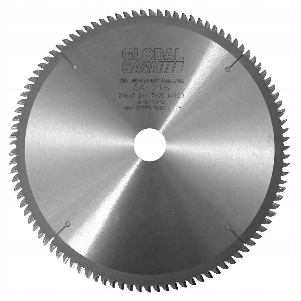 Piła tarczowa tarcza widiowa do aluminium Global Saw 216mm 100z Japońska