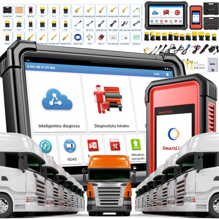 Launch X431 HD3 Truck Nákladné Poľnohospodárske Stroje Stavebné Adaptéry