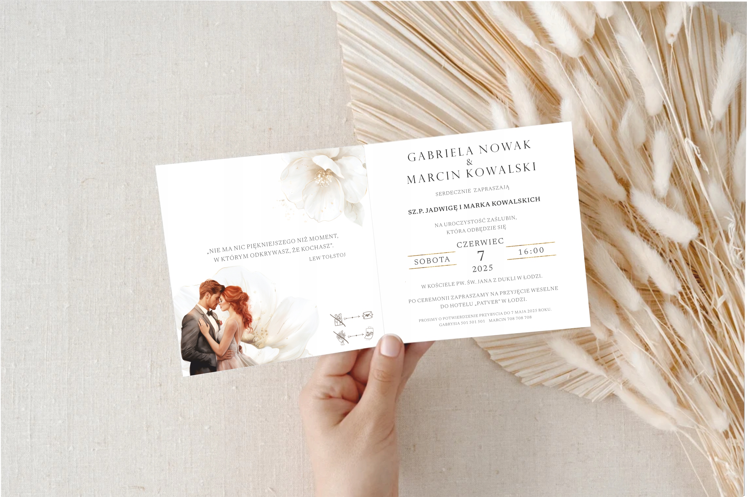 ZAPROSZENIA NA ŚLUB ŚLUBNE WESELE BOHO PASTELOWE Z PERSONALIZACJĄ Marka inny