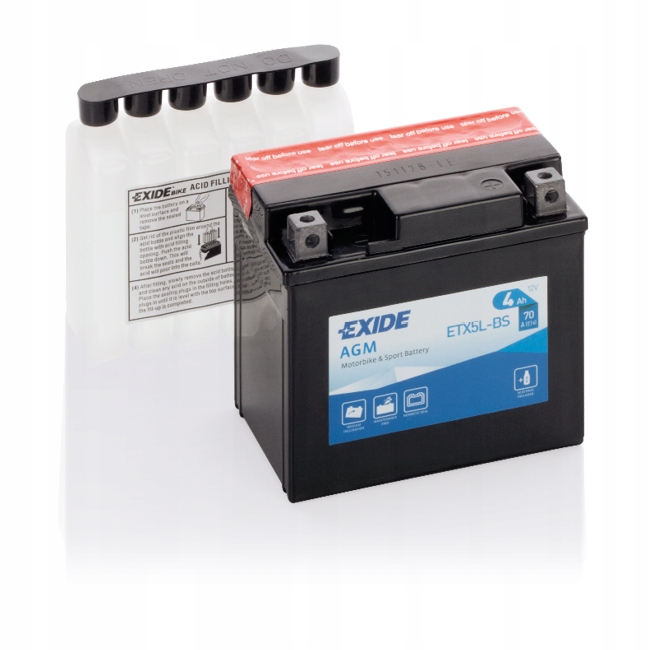 

Akumulator Exide ETX5L-BS 4AH 70A 12V P+