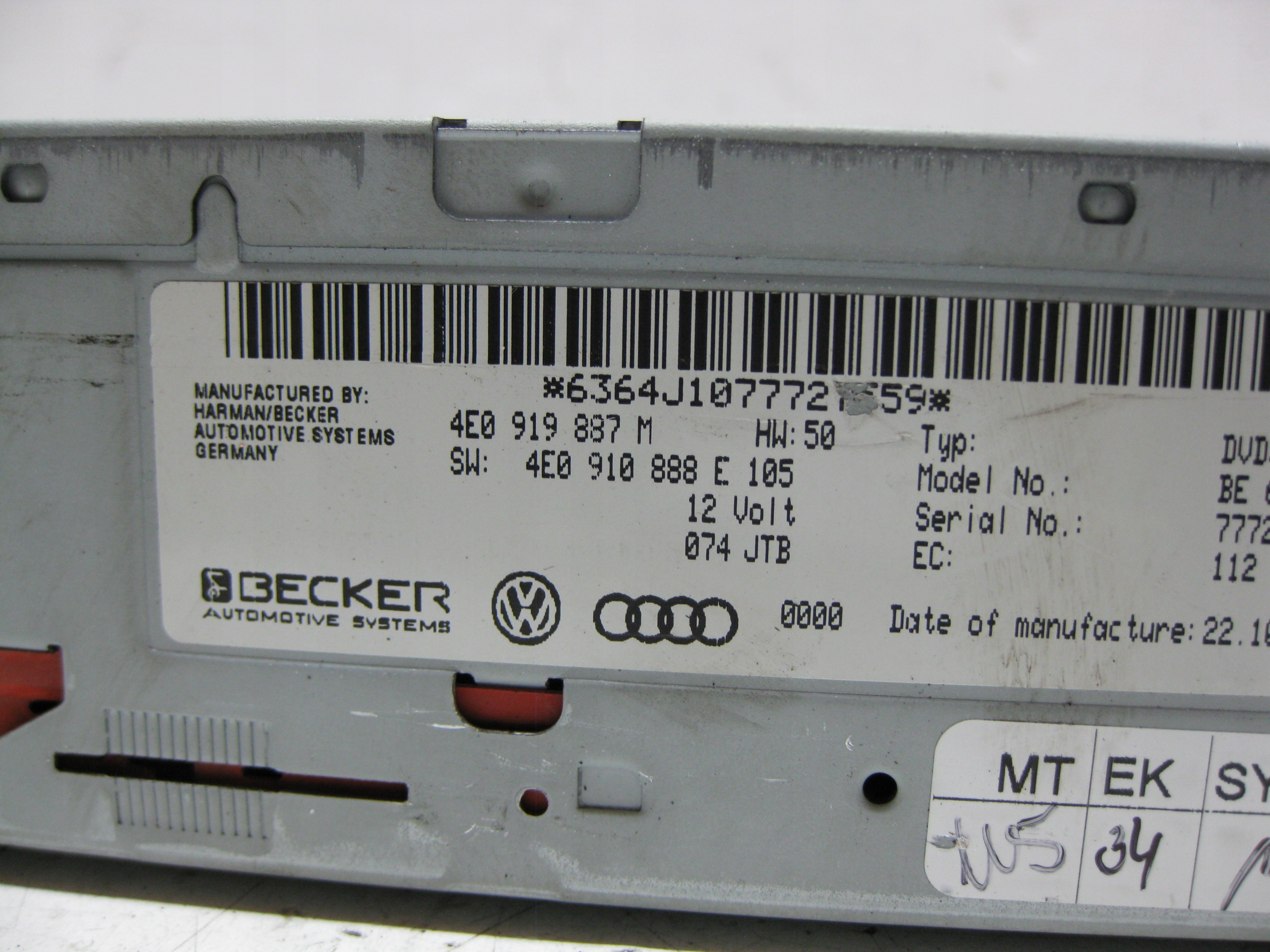 AUDI A6 C6 2.7 TDI 07R player navigation devices 4E0919887M