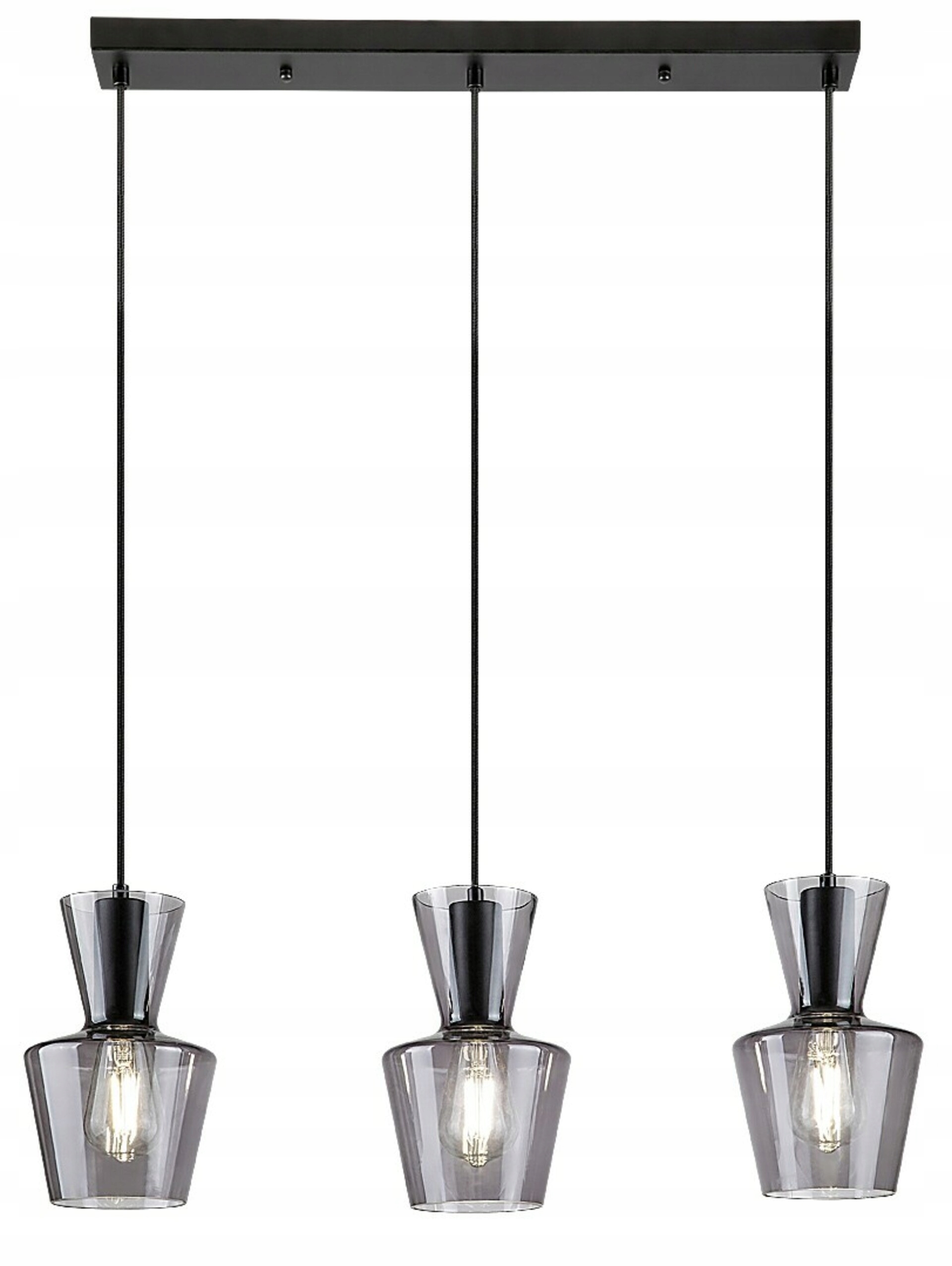 Rabalux Abra 72163 závěsné svítidlo 3x E27 60W matná černá, kouřové sklo