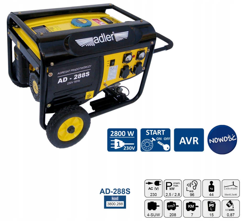 Agregat prądotwórczy Adler 2800 W AD-288S