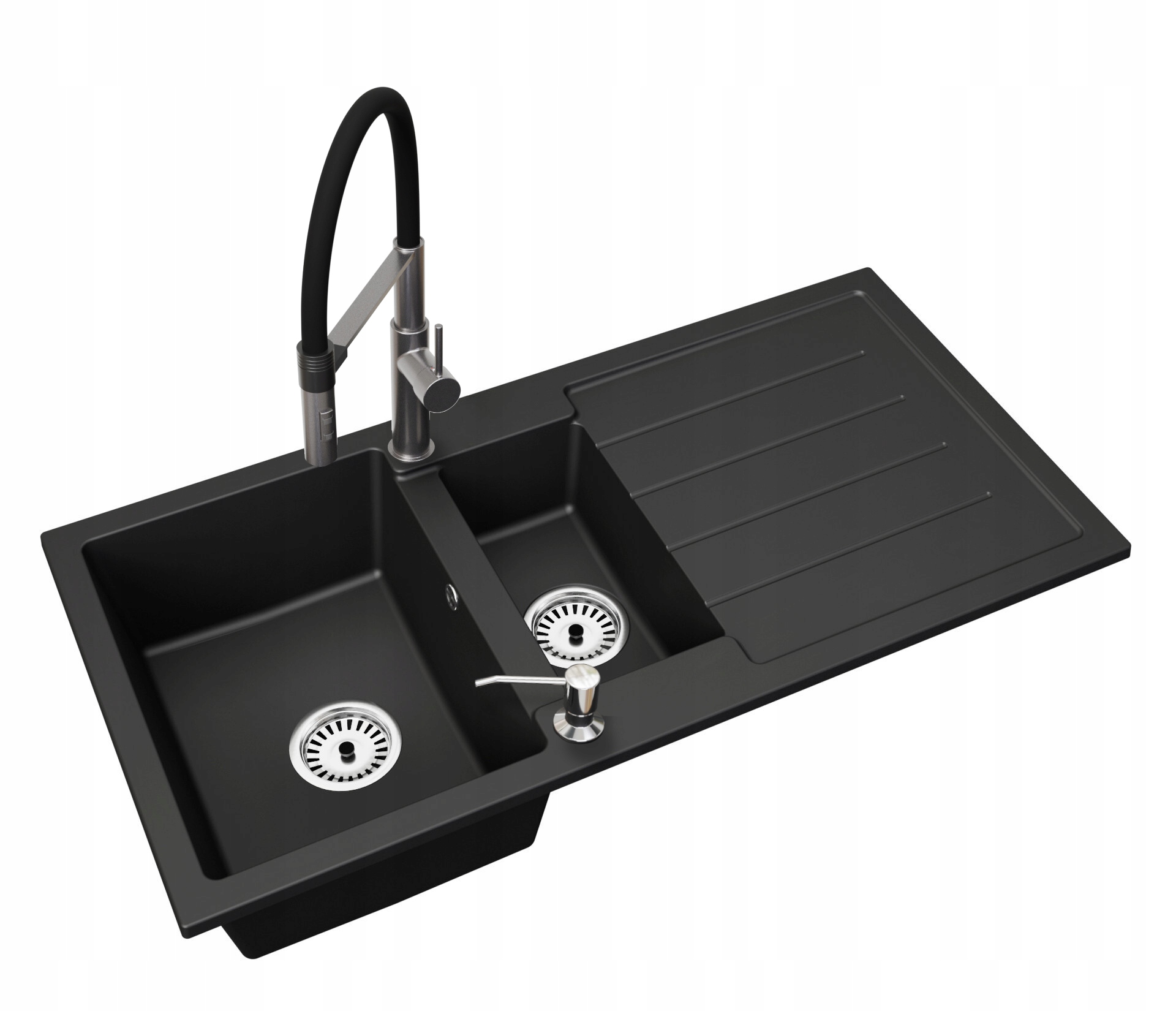 Kuchyňský Granitový Dřez A Půl Komory Odkapávač Bat. Dávkovač Sifon