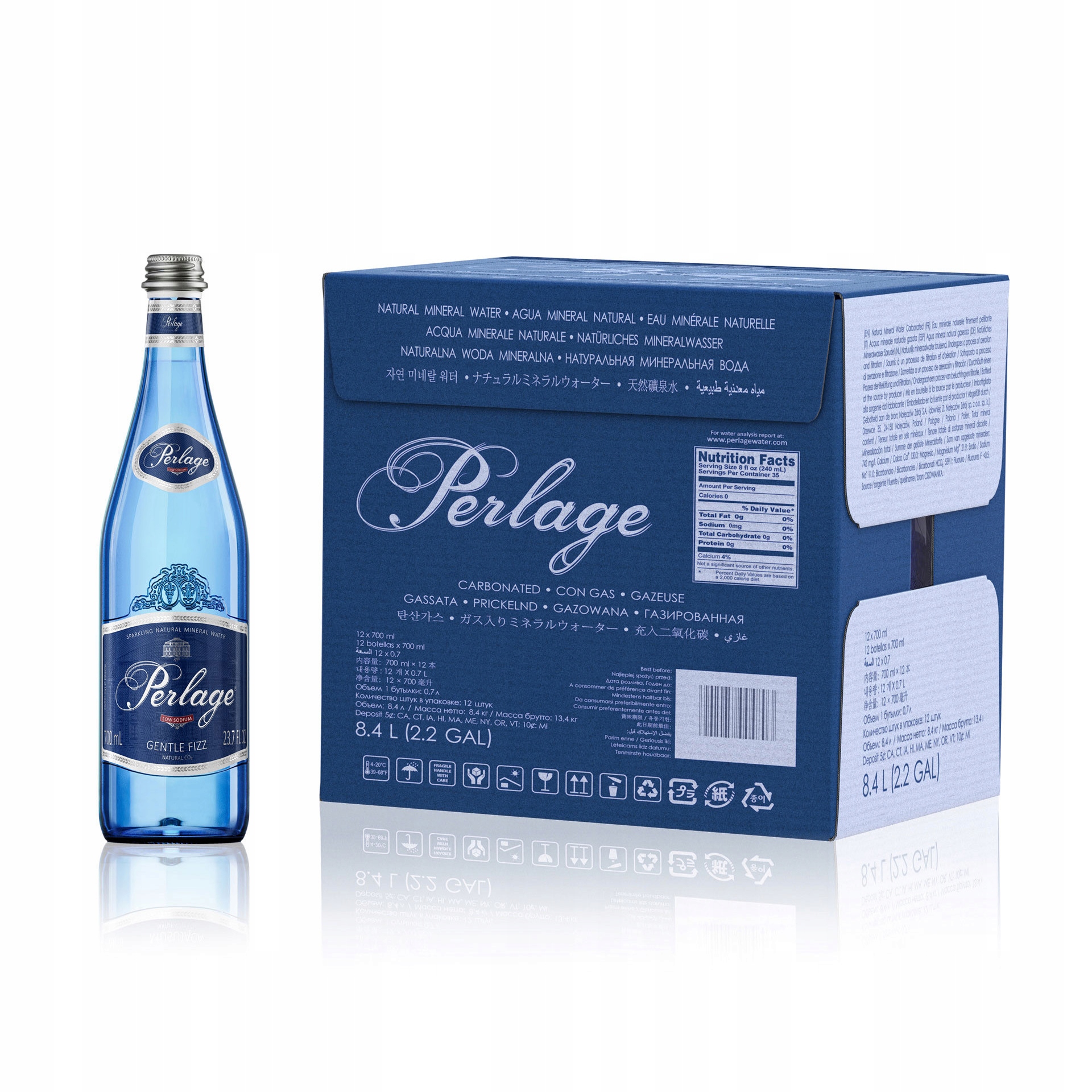 Cisowianka Perlage/ Naturalna woda mineralna/ musująca/ 12x700ml/ szkło