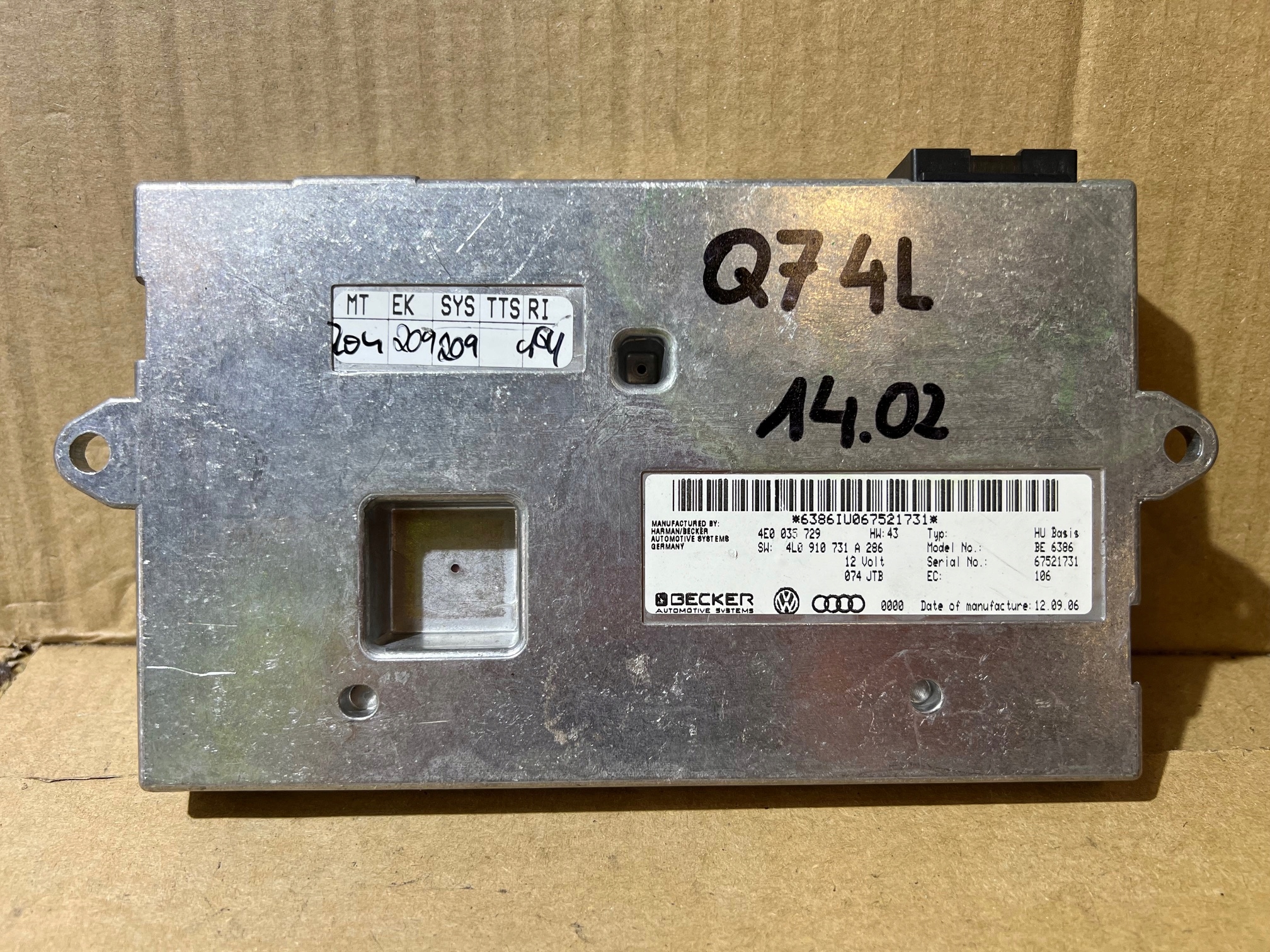 AUDI Q7 4L module RADIA navigation devices control unit MMI 4E0035729 4L0910731A