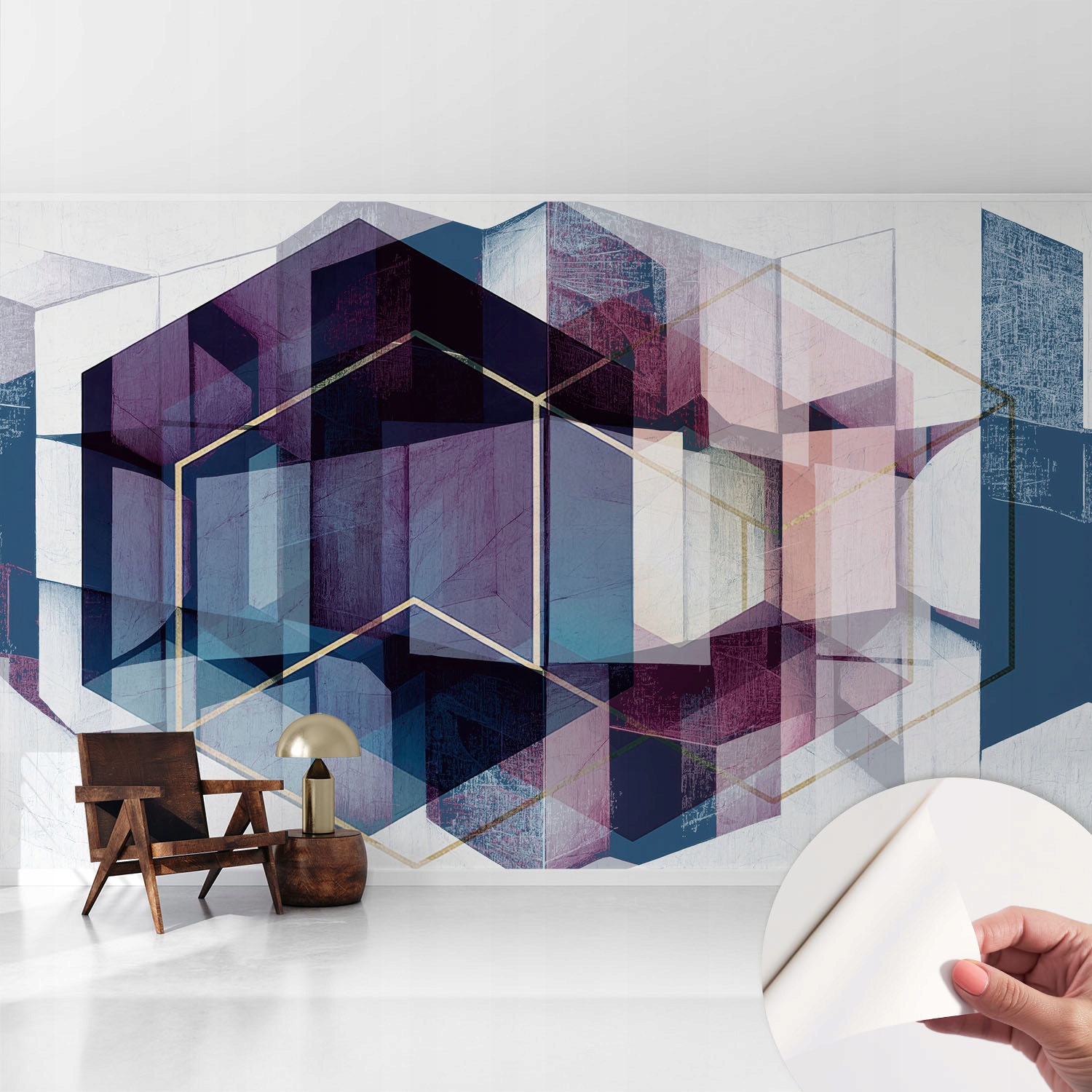 Velká Samolepicí fototapeta Stylový vzor Geometrické krychle 416x254