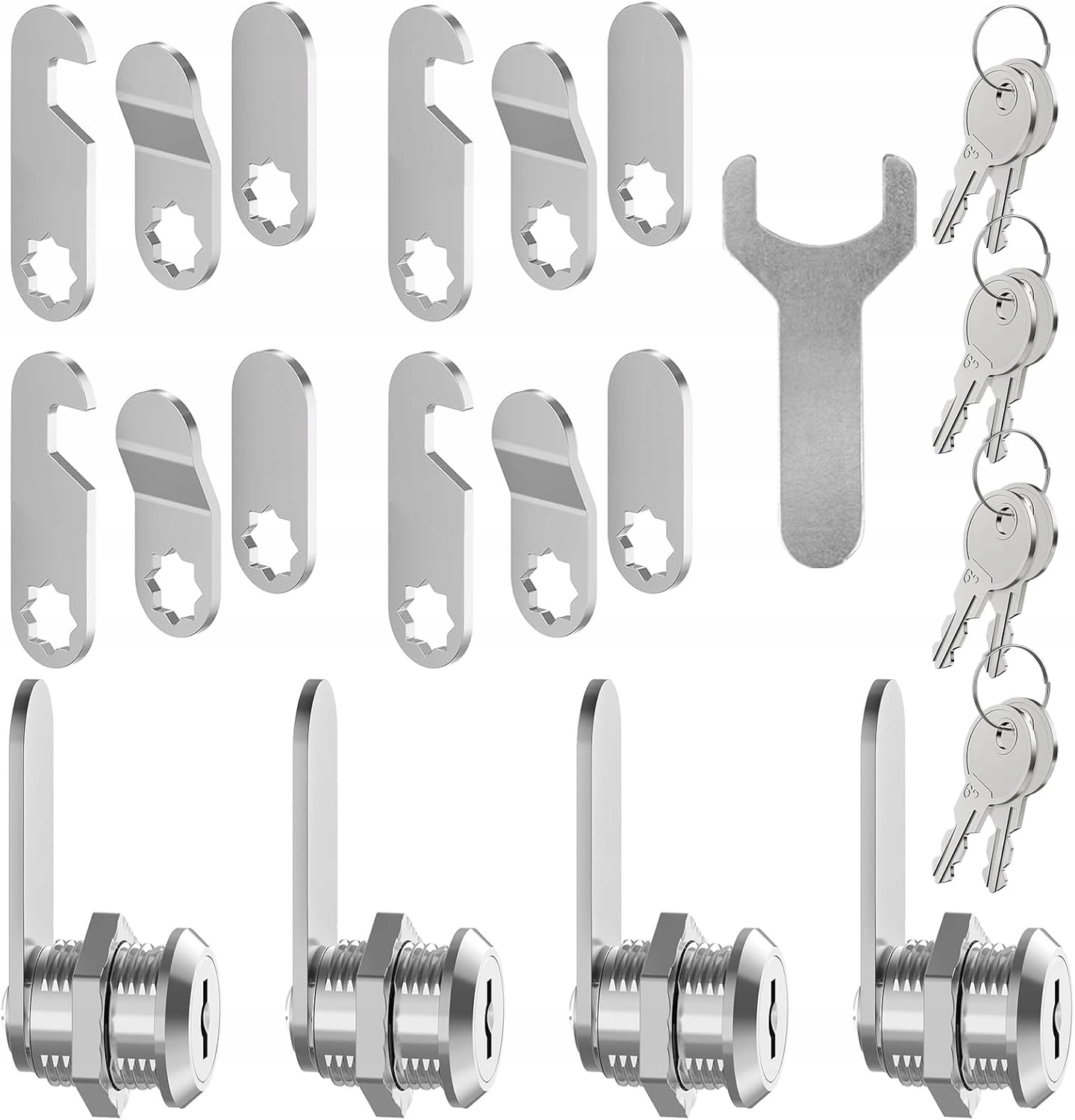 4 sady 25 mm zámkových zámků pro poštovní schránky a skříňky s klíči