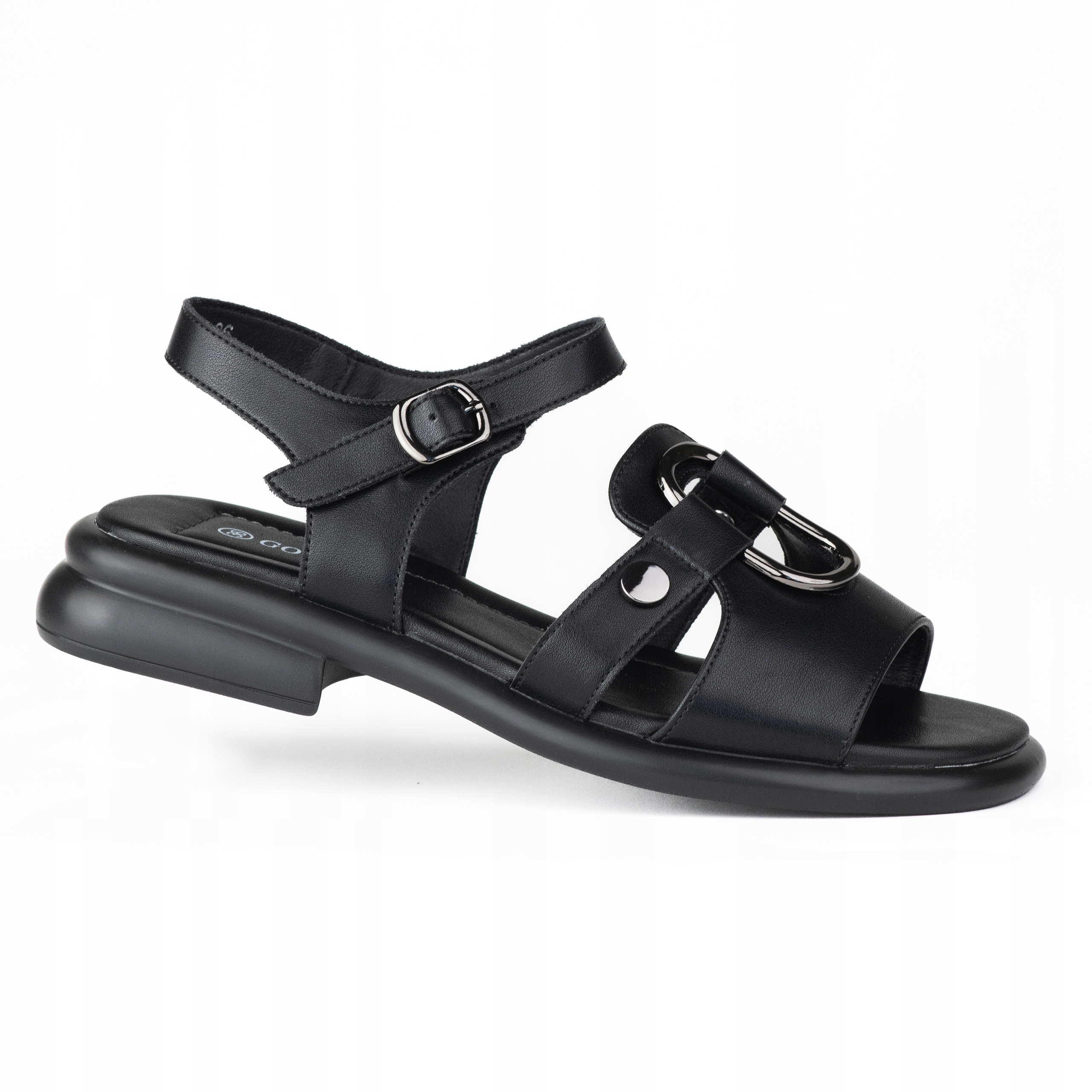 Dámské kožené sandály Goodin GD-LH-2022 lehké, pohodlné, černé, velikost 38