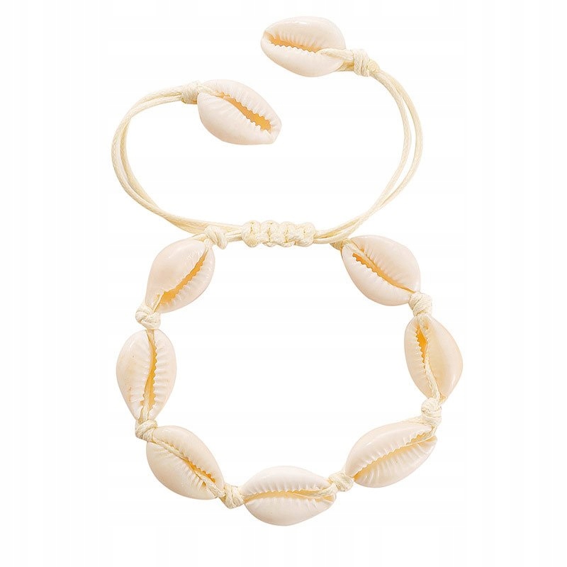 

Bransoletka damska sznurek Muszle muszelki Kremowa