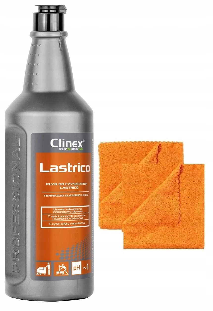 CLINEX LASTRICO 1L CZYŚCI POSADZKI PŁYTY KAMIEŃ NAGROBKI GROBY MIKROFIBRA
