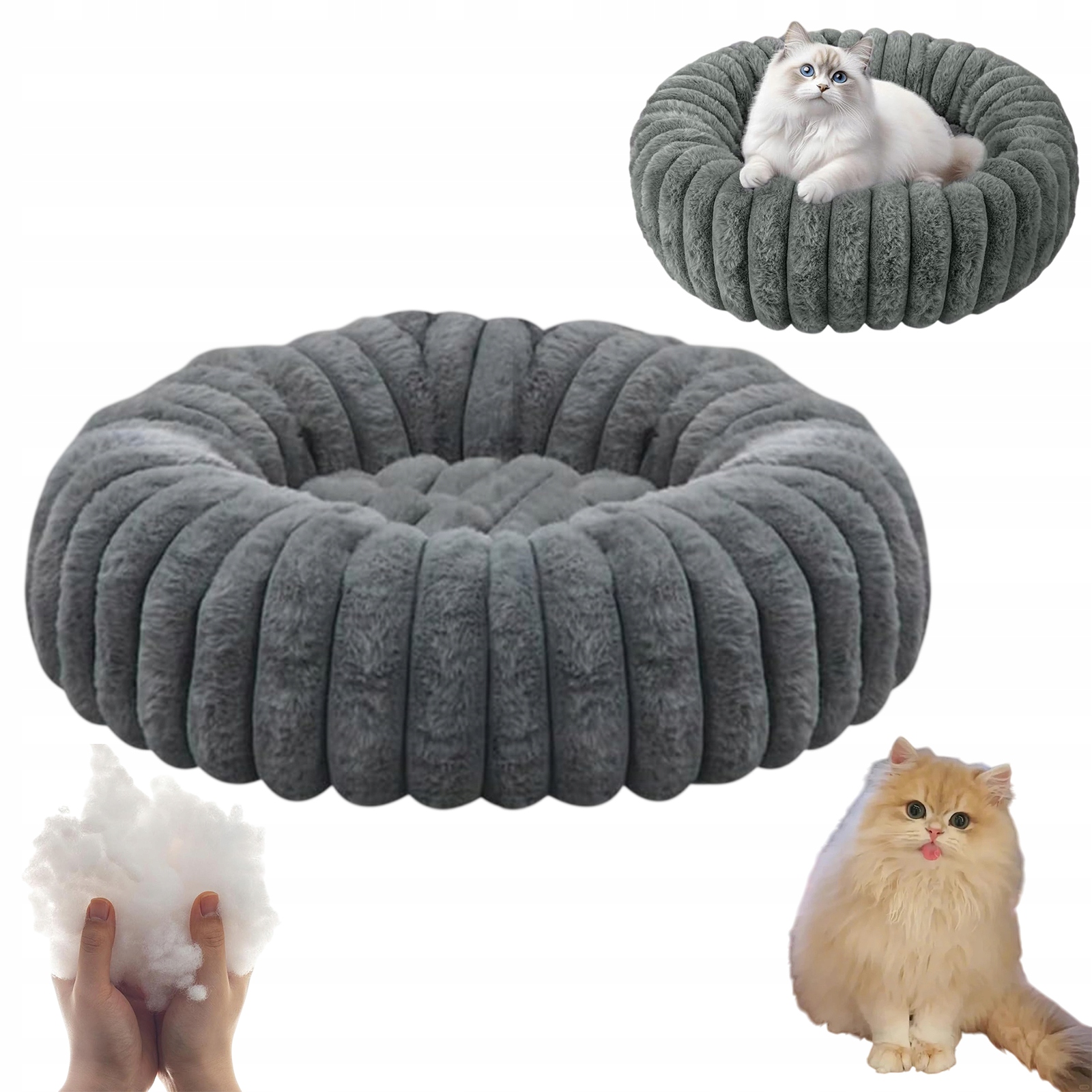 Levně Plyšové Pelíšek Pro Kočky S Relaxační Funkcí Do Domácnosti, Šedé