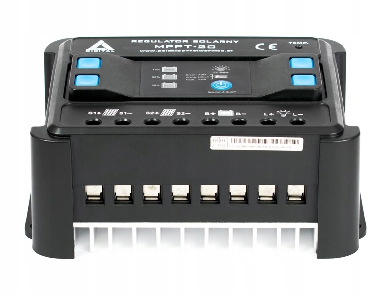 Regulator Kontroler Ładowania Mppt 20A 12V 24V Do Paneli Solarnych Foto