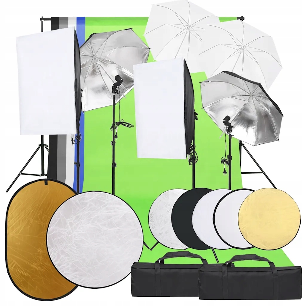 Zestaw Studyjny Fotograficzny Softbox Lampa Tła Blendy Statyw Parasolka