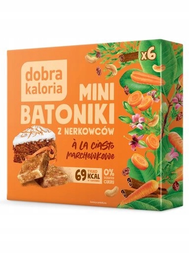 4x Zdravé Mini Tyčinky z kešu Mrkvového koláče Dobra Kaloria 0% cukru