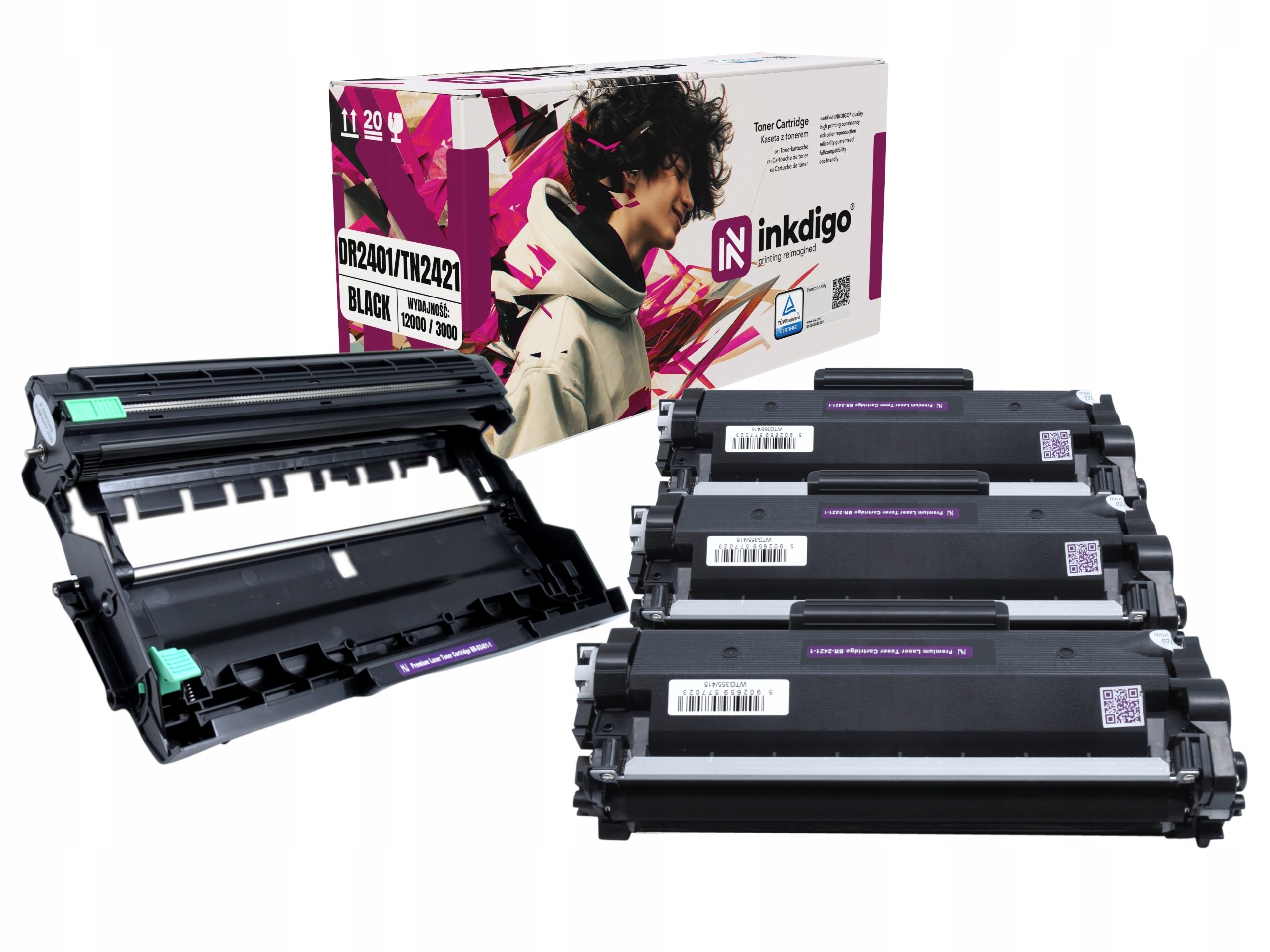 3 Tonery Bęben do drukarki Brother DCP-L2532DW HLL2312d DCPL2532d TN-2421