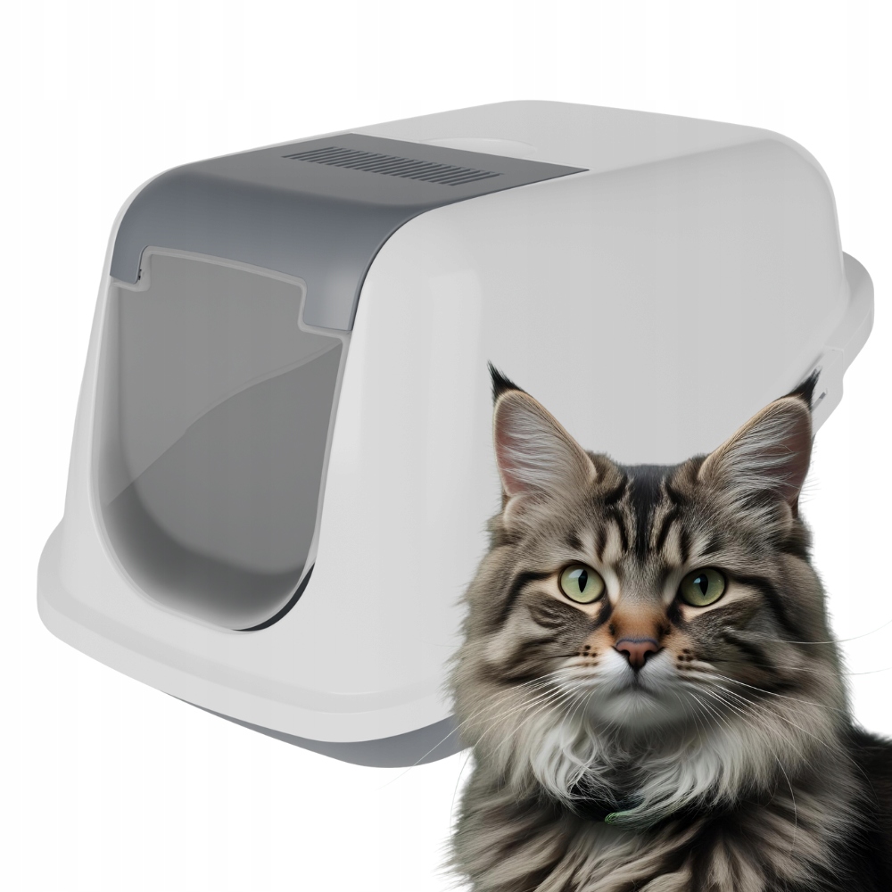 Kuweta Zamykana dla kota Petmax Ella XXL Szara 51x70x46 Dla Dużych Kotów