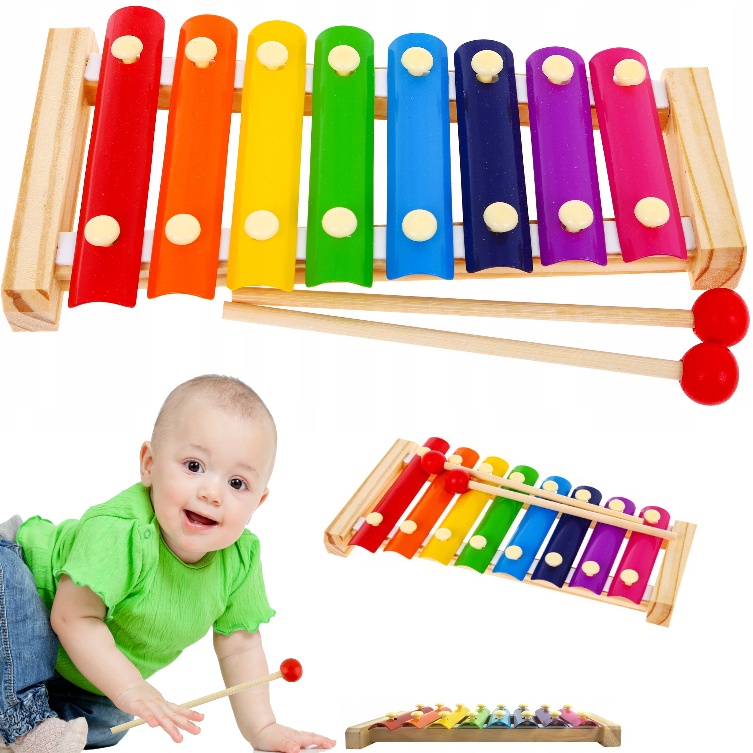 CYMBAŁKI DREWNIANE DLA DZIECKA KOLOROWE EDUKACYJNE