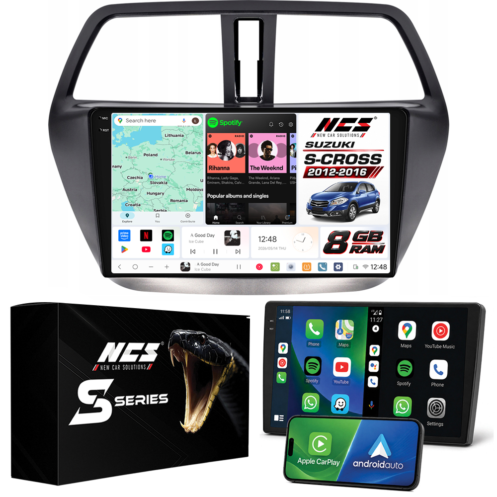 Rádio Navigace Ncs DS9 Suzuki SX4 S-Cross 2012-2016 Android 8GB Lte 9″