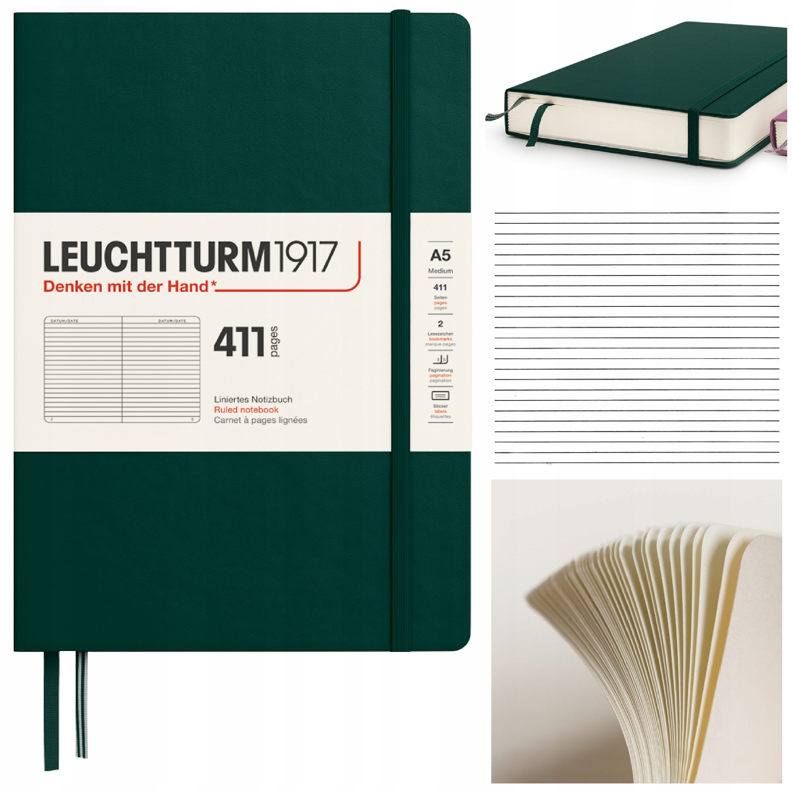 LEUCHTTURM1917 Notatnik Notes A5 Linia twardy zeszyt w linię 411 stron