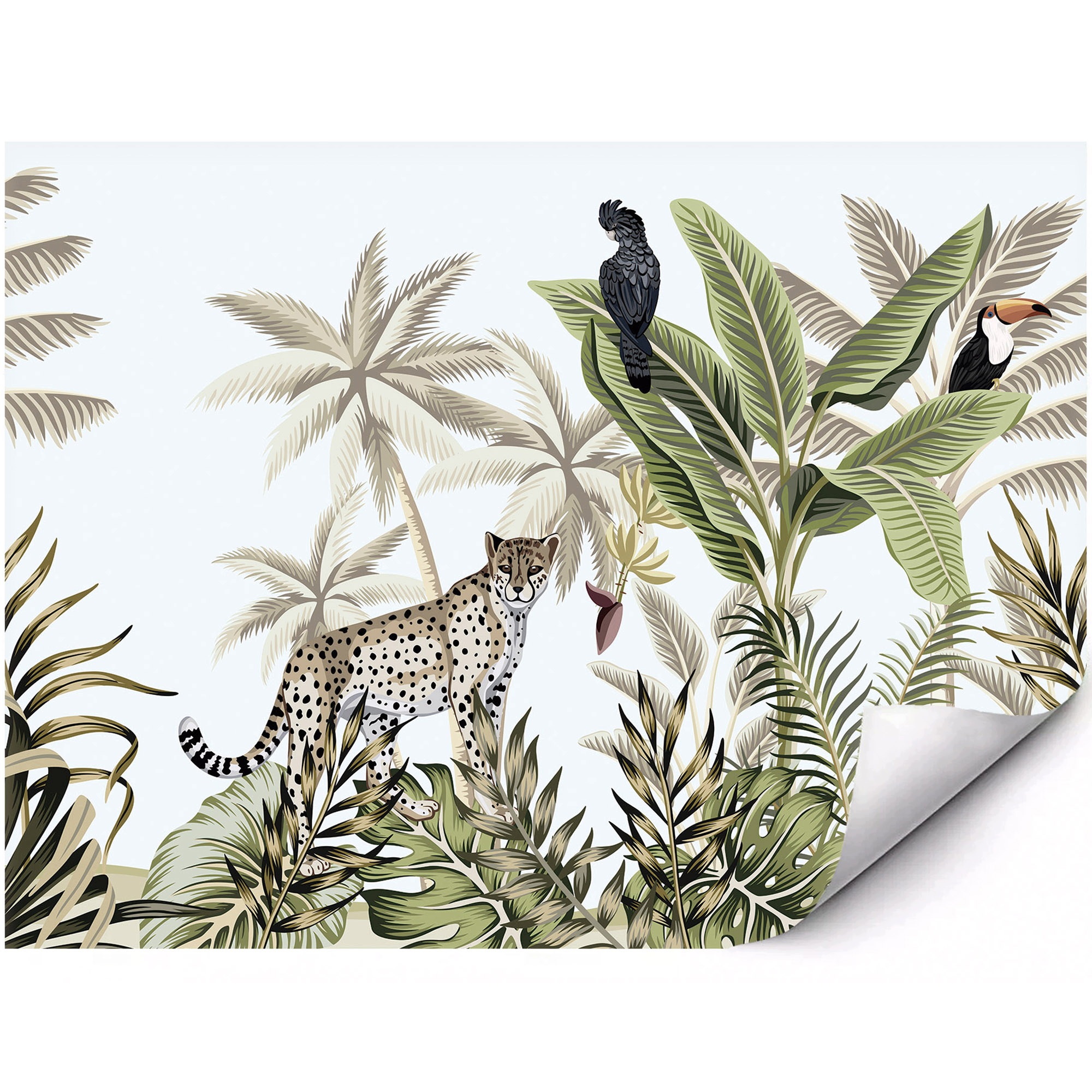 Fototapeta Gepard a exotičtí ptáci džungle o rozměrech 150 x 105 cm