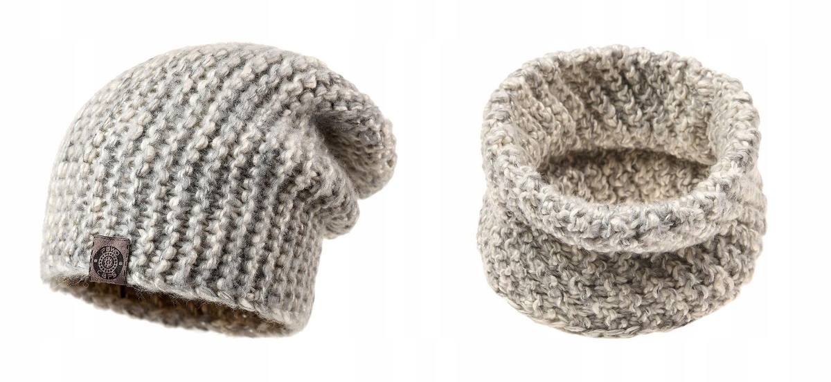 

Komplet damski czapka + komin Multikolor szary