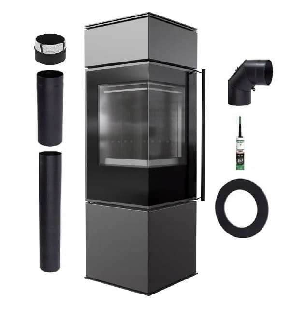 Kamna Volně Stojící Ocelová Rohová Koza Ren S Pravá Černá