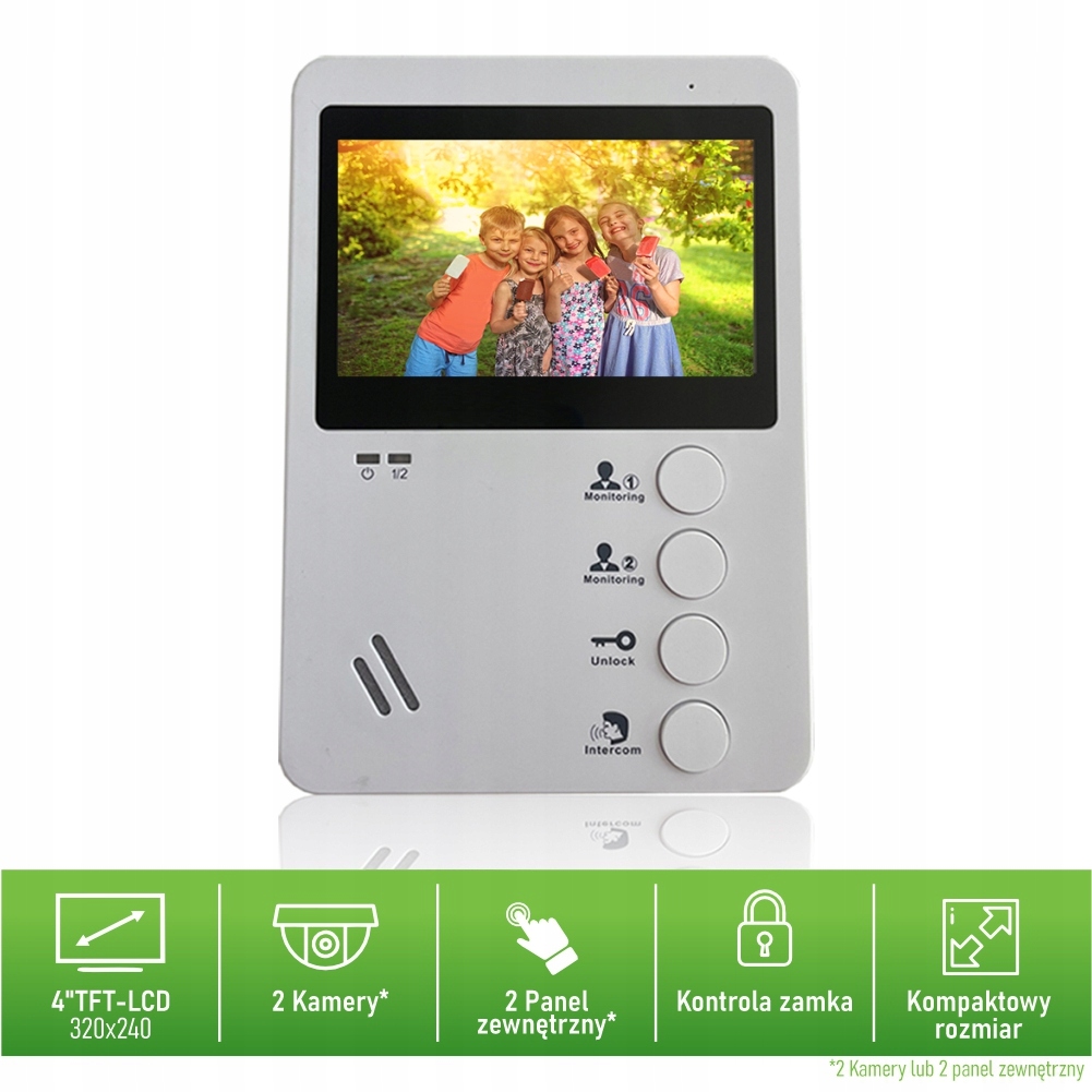 Wideodomofon domofon do furtki Mia VID-4W Przewodowy biały Zasilanie 12V