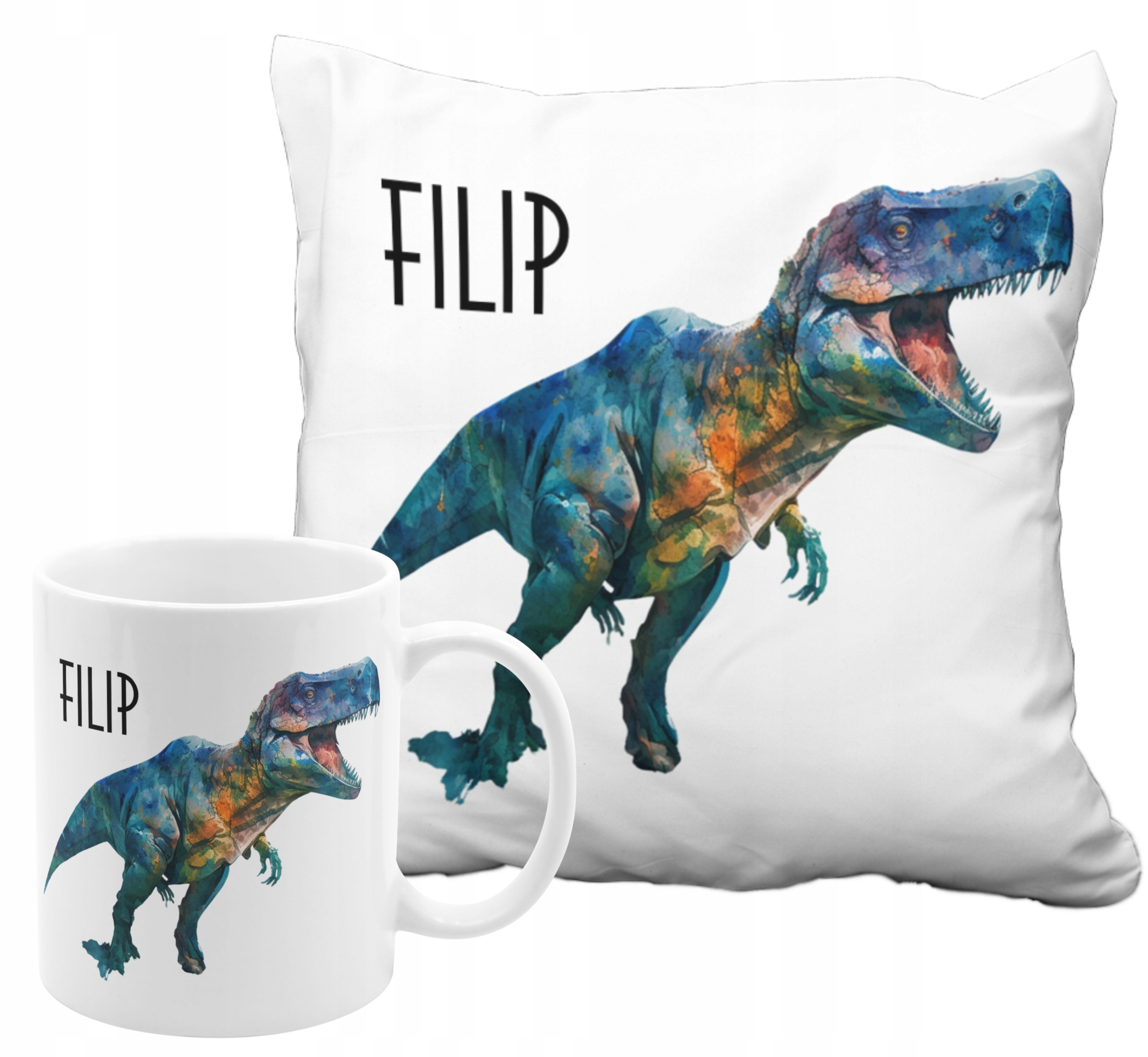 

Zestaw Kubek Poduszka Dinozaur T-rex Z Imieniem