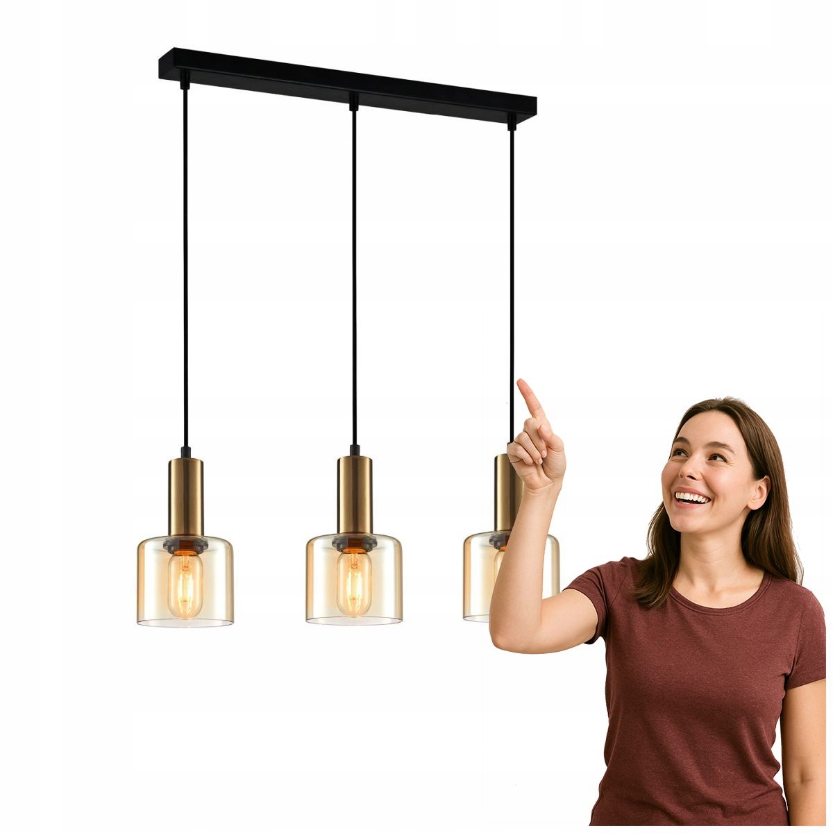 Závesná medená lampa Santia 3xE27 moderná Italux