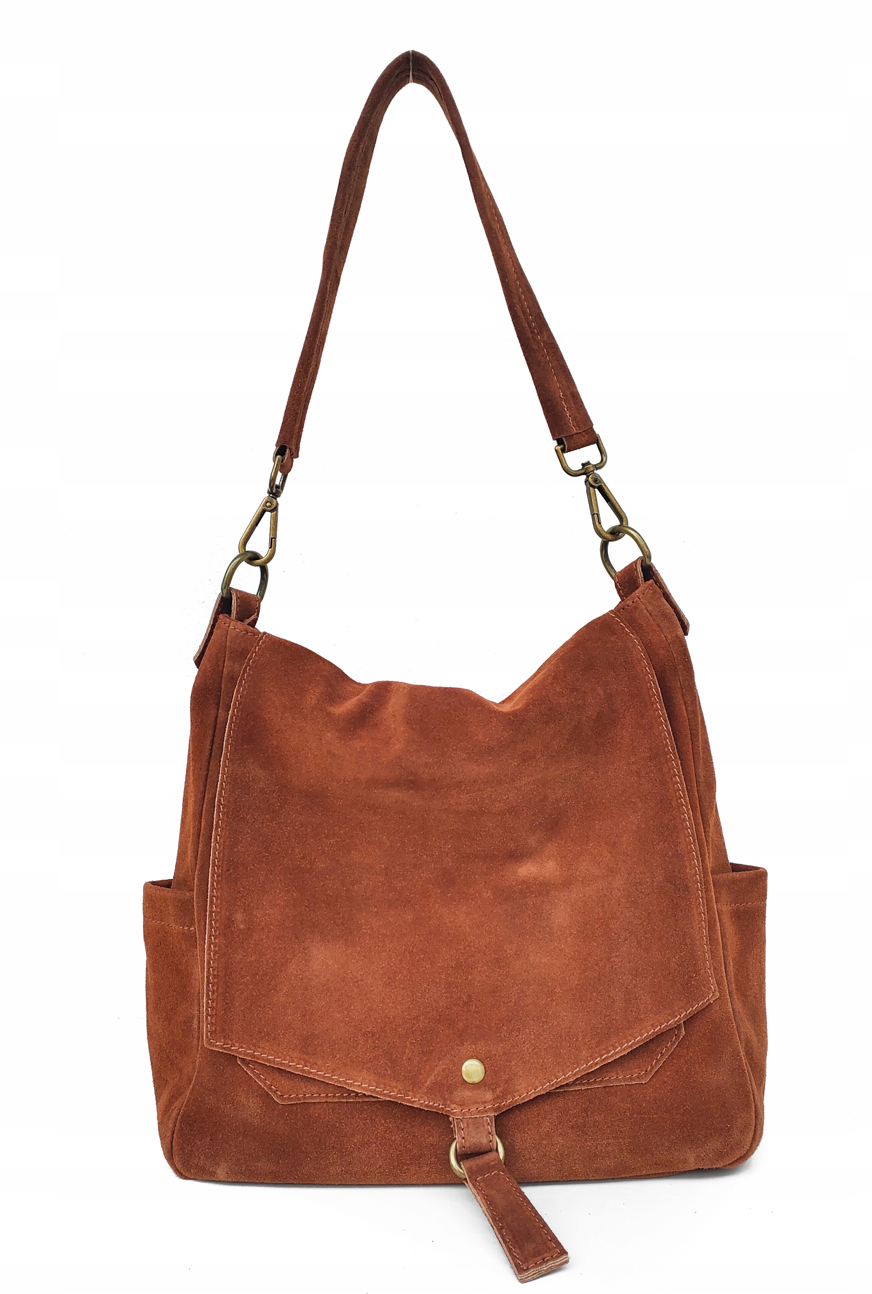 Semišová taška sáček kabelka přes rameno skořicová červená