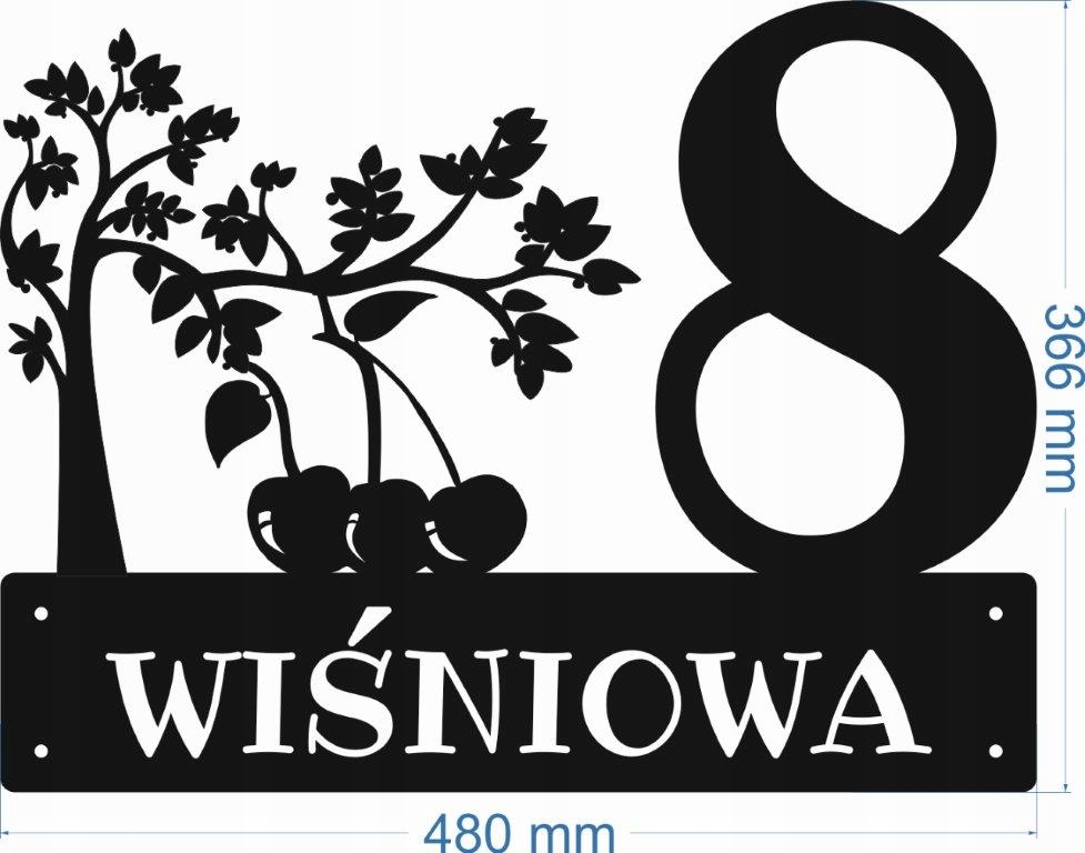 Číslo Na Dom 80 cm Tabuľa Adresa Oceľ 2 mm ul. Wiśniowa