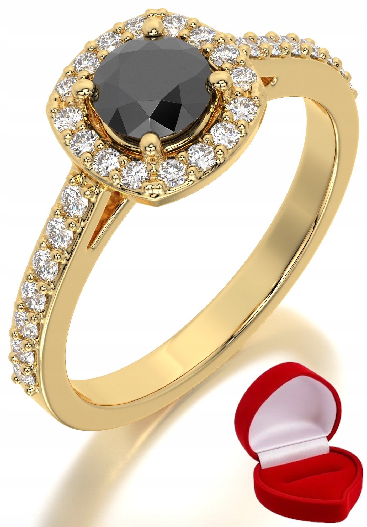 Zlatý Prstýnek 585 14k Černý Briliant 0,50 ct R20