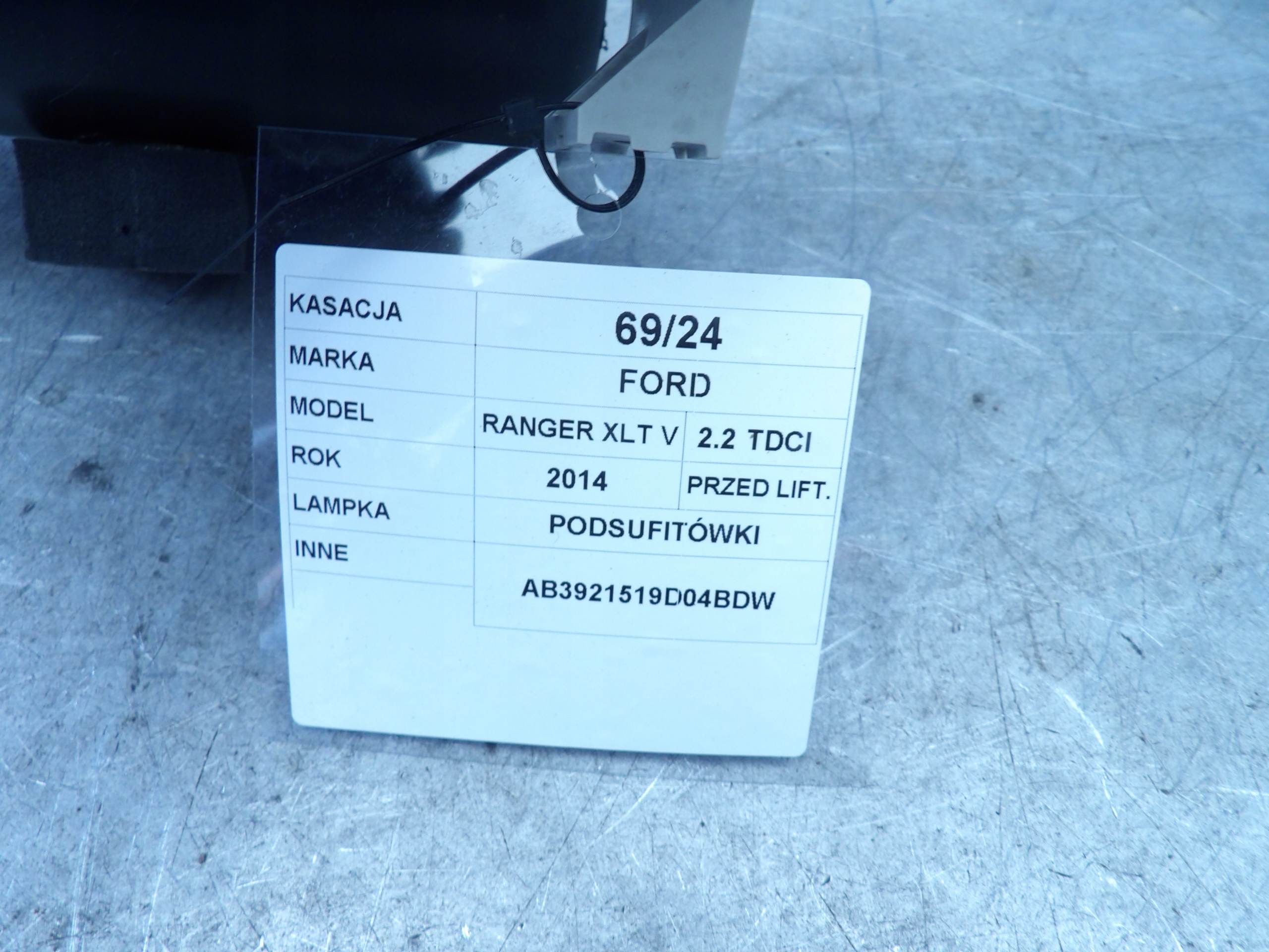Ford Ranger XLT V feu éclairage interne AB3921519D04BDW