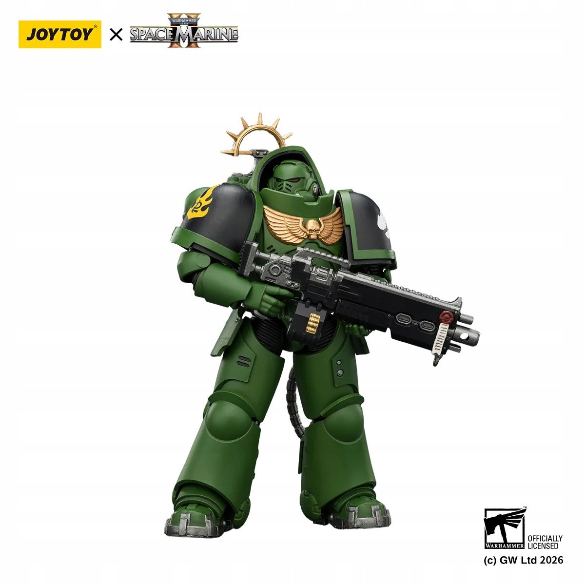 Figurka Salamanders Heavy Intercessor ze hry Warhammer 40k v měřítku 1/18, 13 cm.